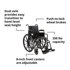 McKesson lightweight adult wheelchair front angle view