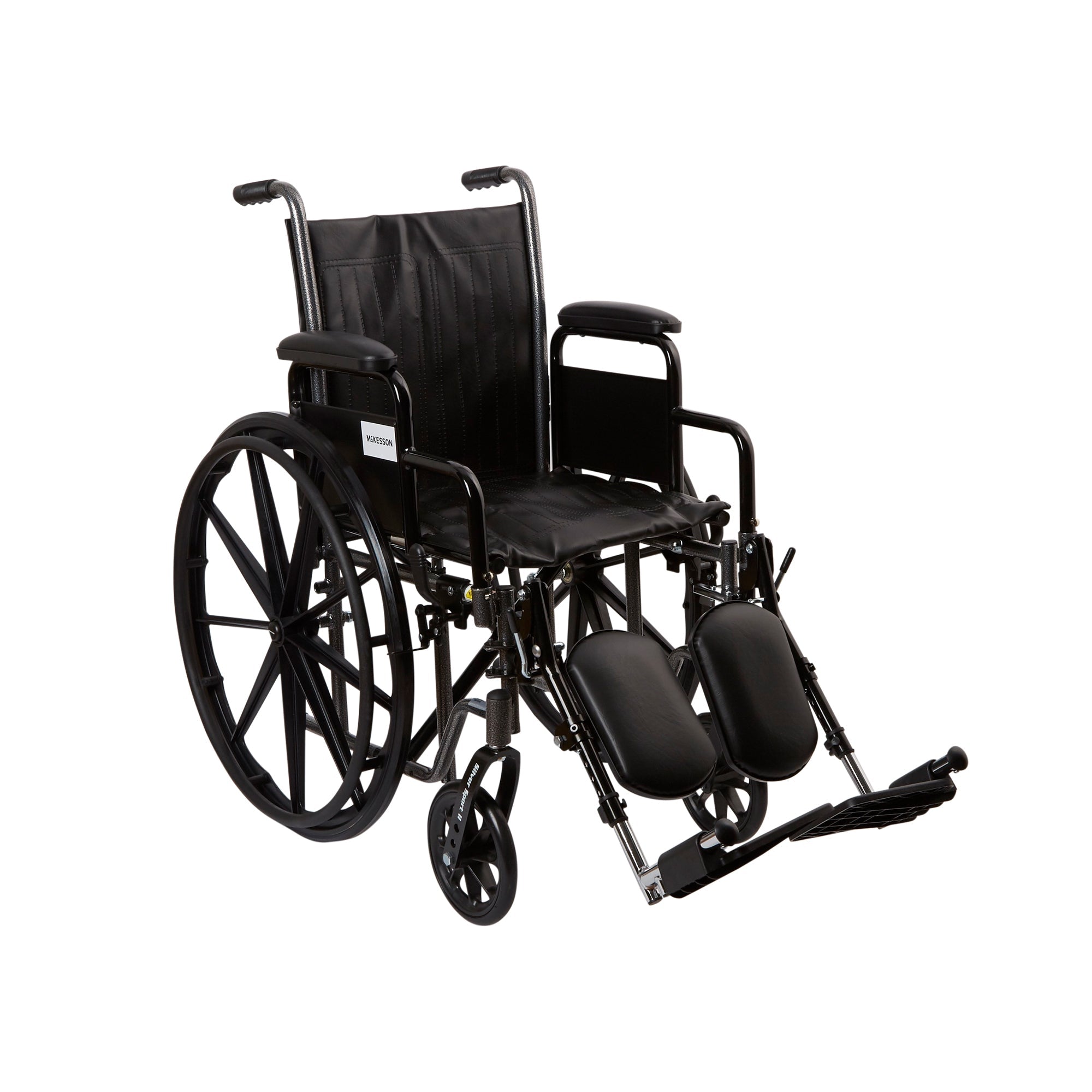 Wheelchair McKesson Dual Axle Desk Length Arm Swing-Away Elevating Legrest Black Upholstery 16 Inch Seat Width Adult 250 lbs. Weight Capacity, Packaging Type- Each