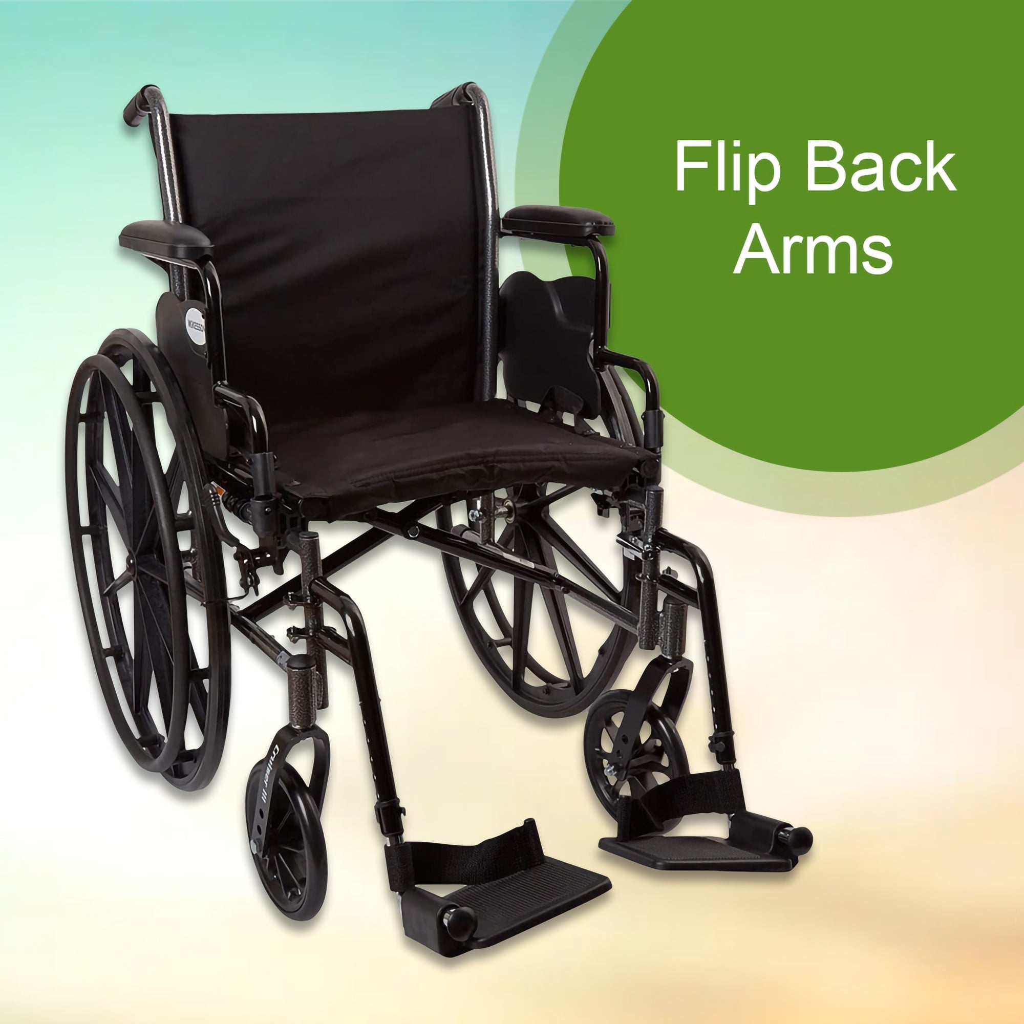 Lightweight Wheelchair McKesson Dual Axle Desk Length Arm Swing-Away Footrest Black Upholstery 18 Inch Seat Width Adult 300 lbs. Weight Capacity, Packaging Type- Each