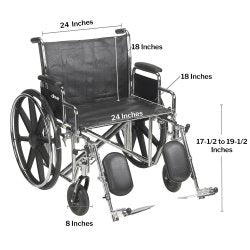 Bariatric Wheelchair McKesson Dual Axle Desk Length Arm Swing-Away Footrest Black Upholstery 24 Inch Seat Width Adult 450 lbs. Weight Capacity, Packaging Type- Each