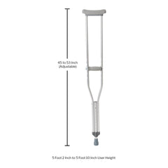 McKesson Underarm Crutches Adult | 350 lbs Capacity, Adjustable Height (5'2"–5'10")