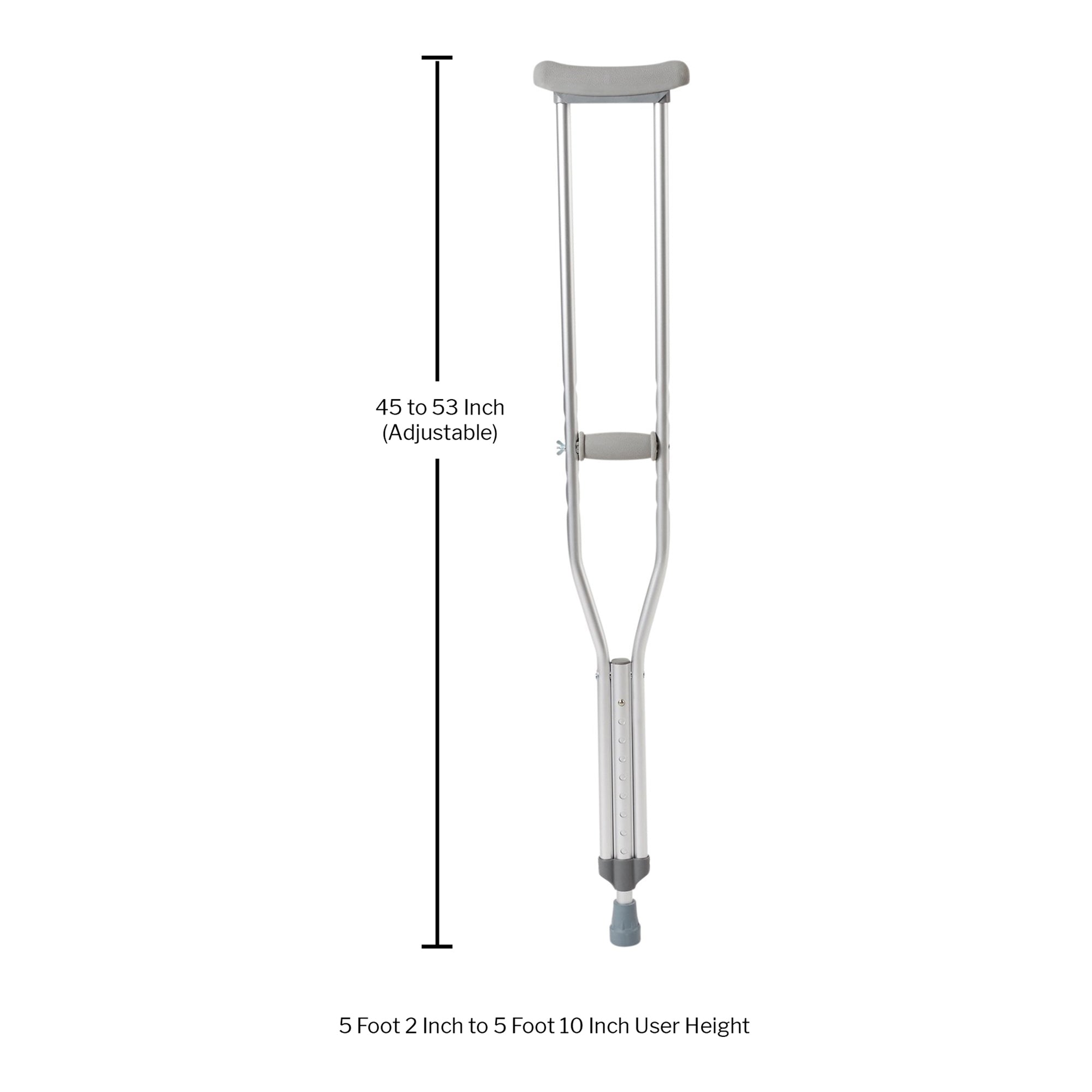 McKesson Underarm Crutches Adult | 350 lbs Capacity, Adjustable Height (5'2"–5'10")