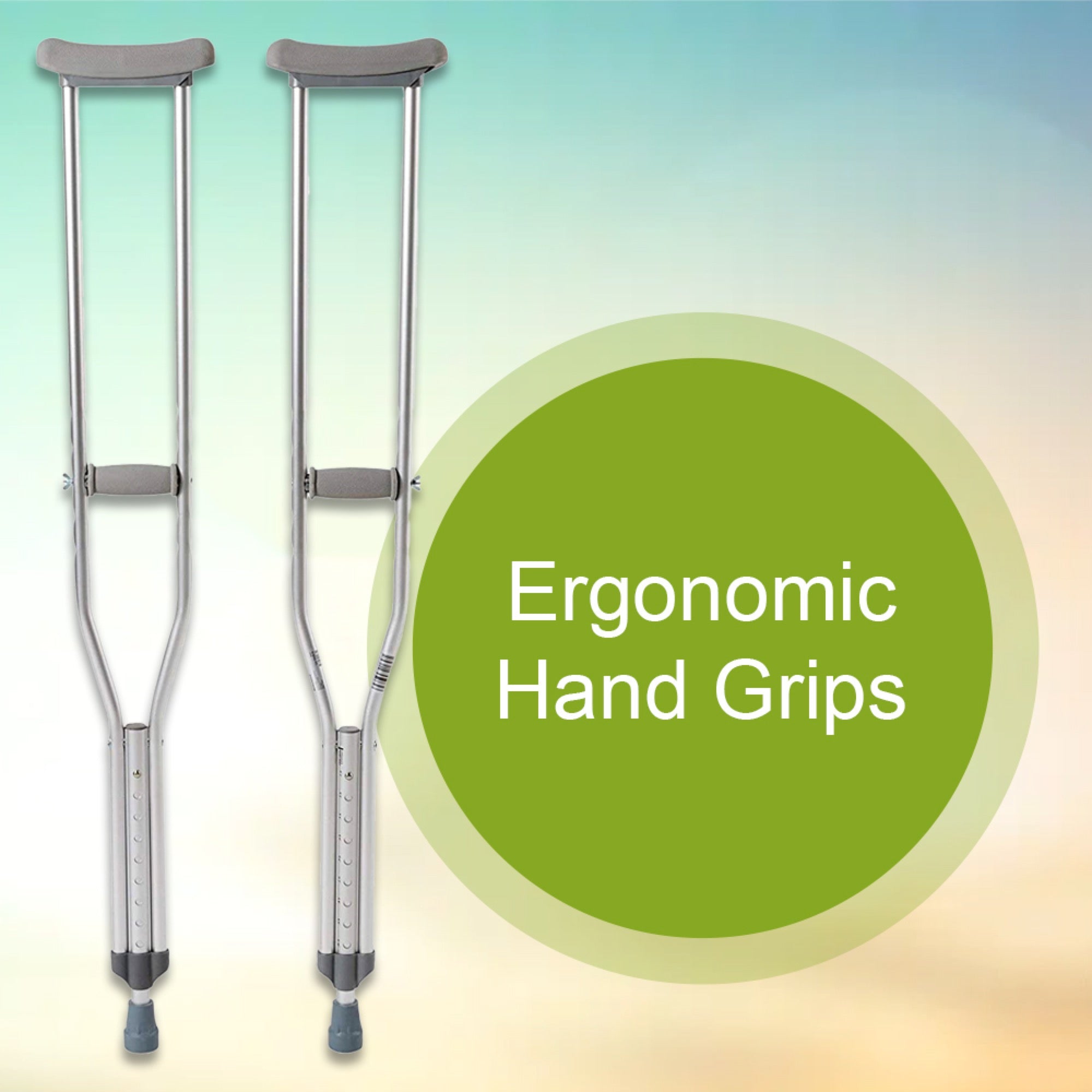Underarm Crutches McKesson Adult 5 Foot 2 Inch to 5 Foot 10 Inch User Height Aluminum Frame 350 lbs. Weight Capacity, Packaging Type- Case