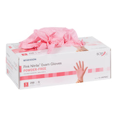 Exam Glove McKesson Pink Nitrile Small NonSterile Nitrile Standard Cuff Length Textured Fingertips Pink Not Rated | 250/Box