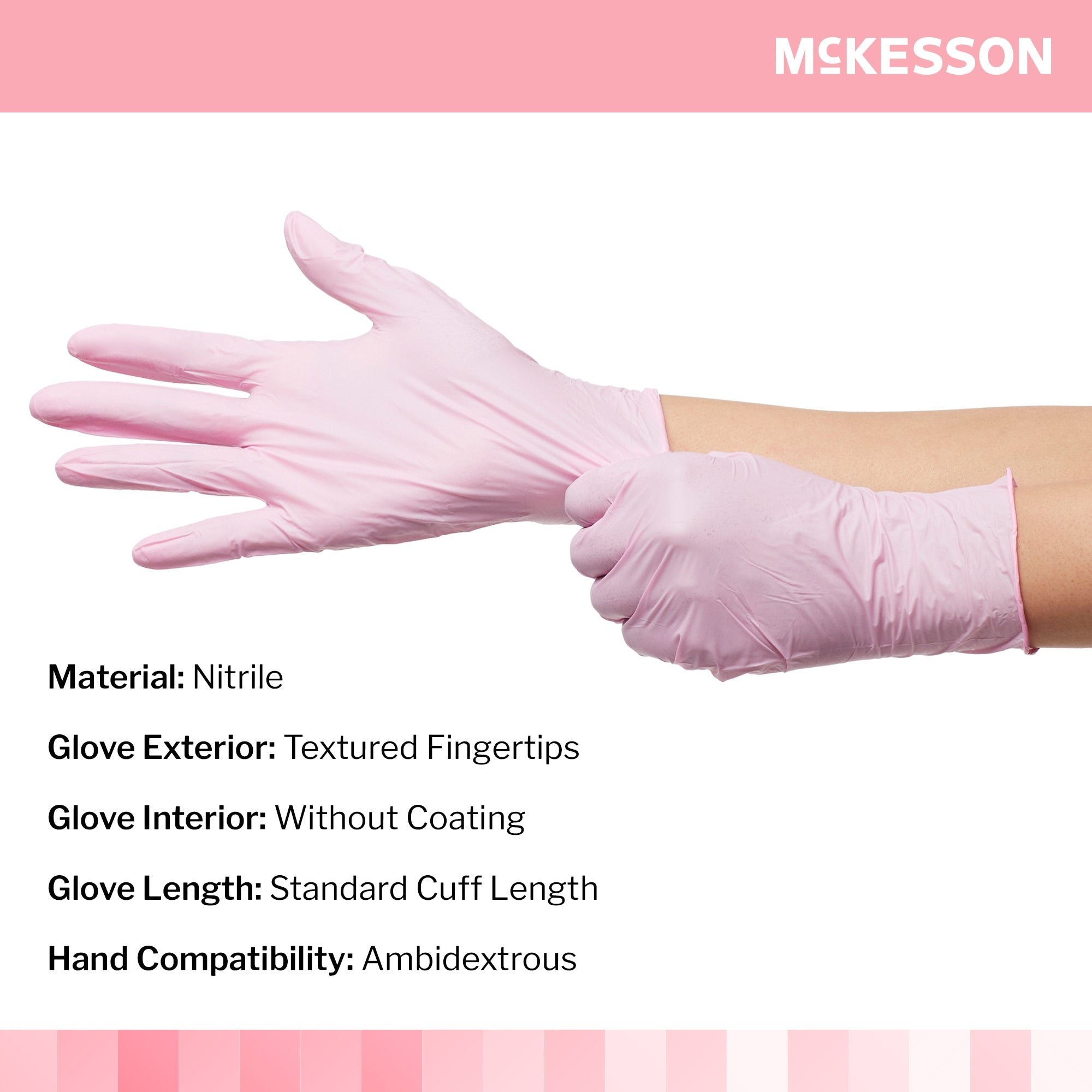 Exam Glove McKesson Pink Nitrile Small NonSterile Nitrile Standard Cuff Length Textured Fingertips Pink Not Rated | 250/Box