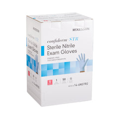 Exam Glove McKesson Confiderm STR Small Sterile Pair Nitrile Standard Cuff Length Textured Fingertips Blue Not Rated | 4Box/Case