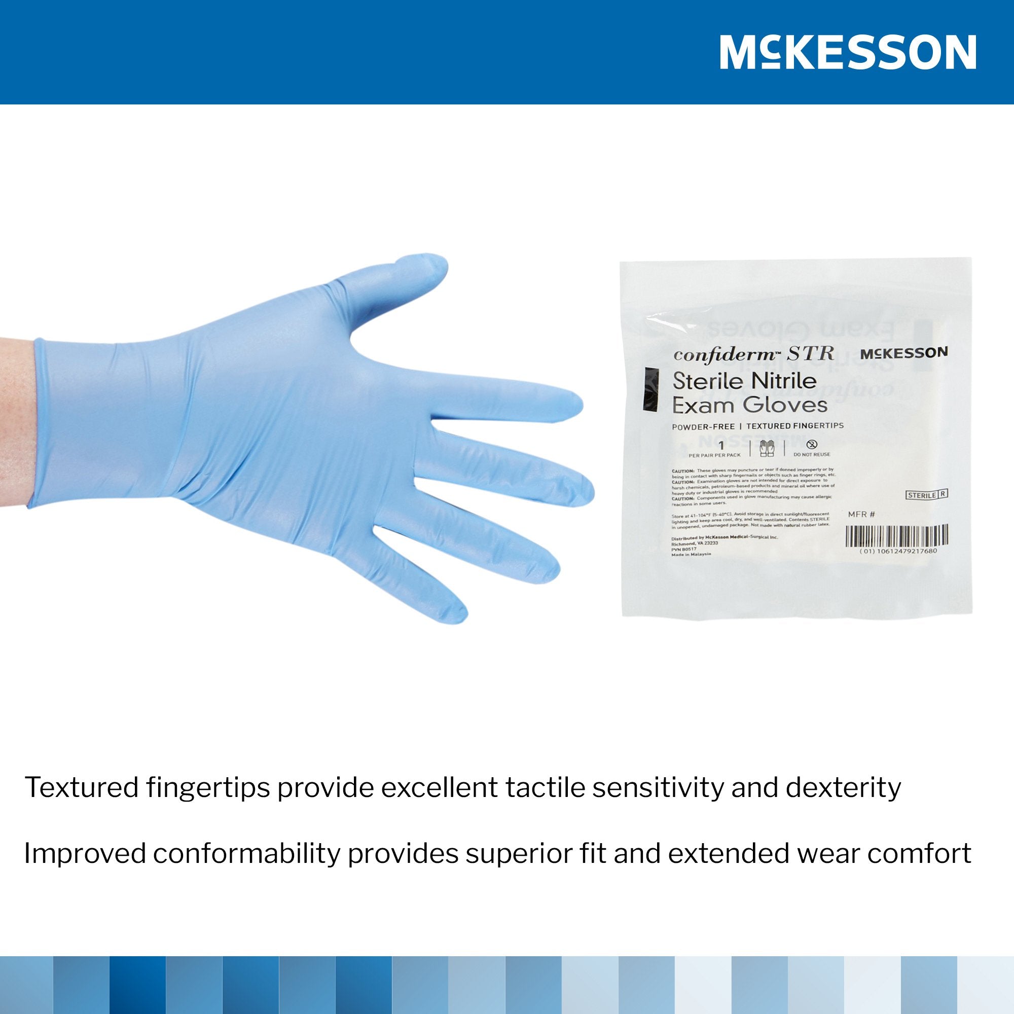 mckesson confiderm str nitrile exam glove medium blue mckesson confiderm str exam glove mk1065406bx