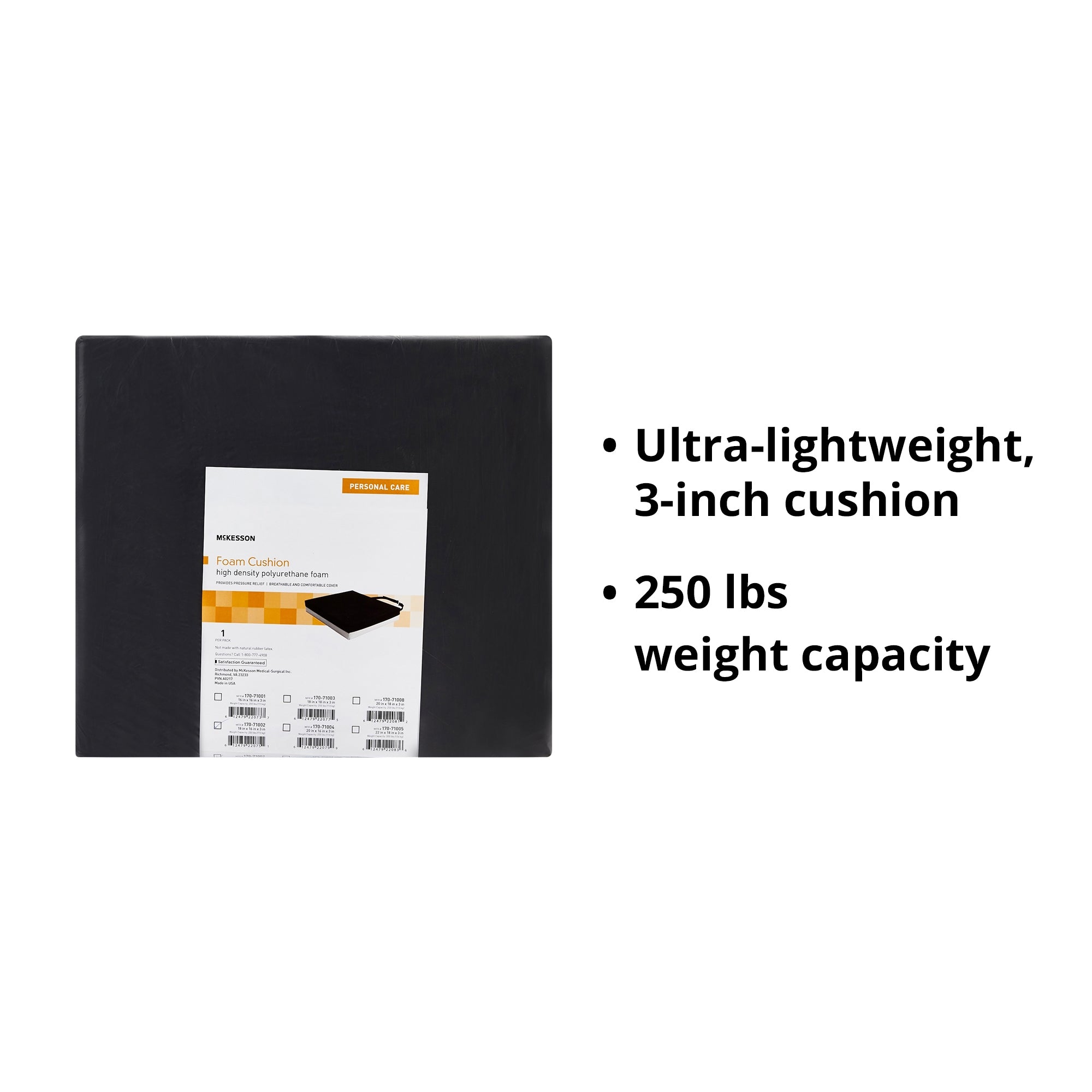 Seat Cushion McKesson 18 W X 16 L X 3 D Inch Foam, Packaging Type- Each