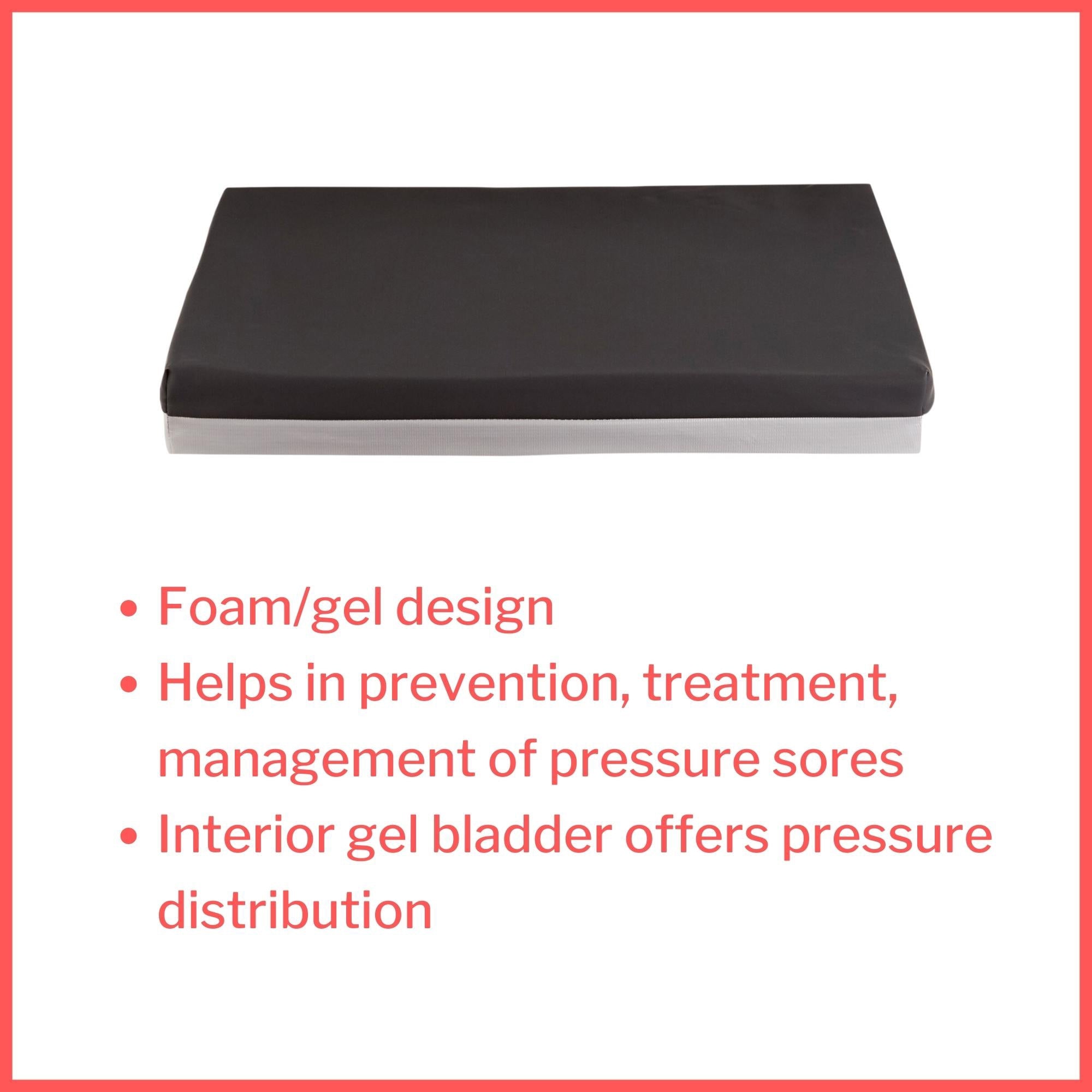 Seat Cushion McKesson 18 W X 16 L X 3 D Inch Foam / Gel, Packaging Type- Case