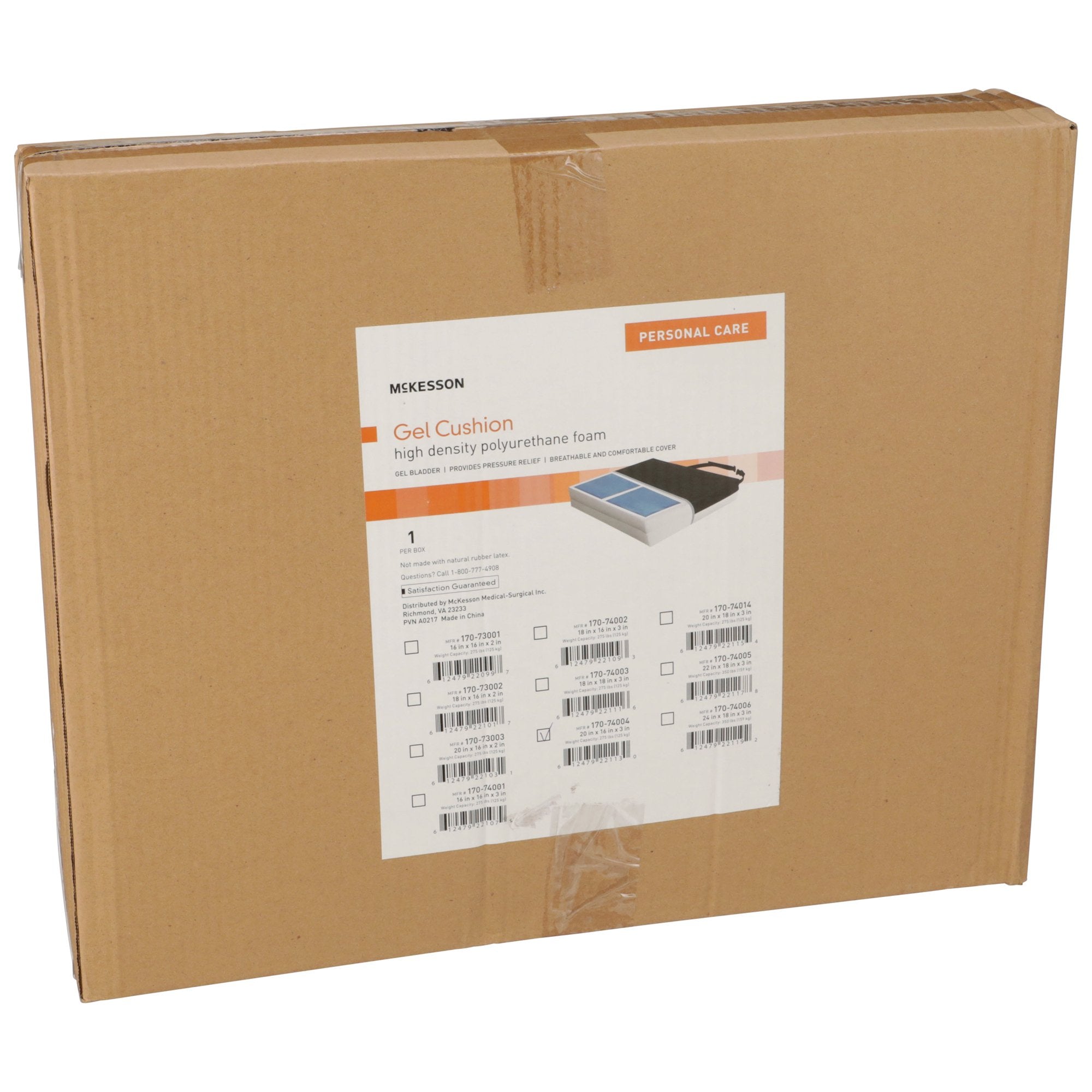 Seat Cushion McKesson 20 W X 16 L X 3 D Inch Foam / Gel, Packaging Type- Case