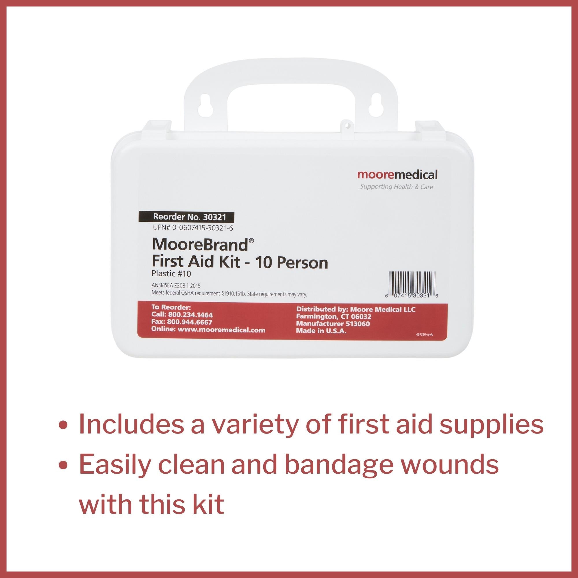 First Aid Kit McKesson 10 Person Plastic Case