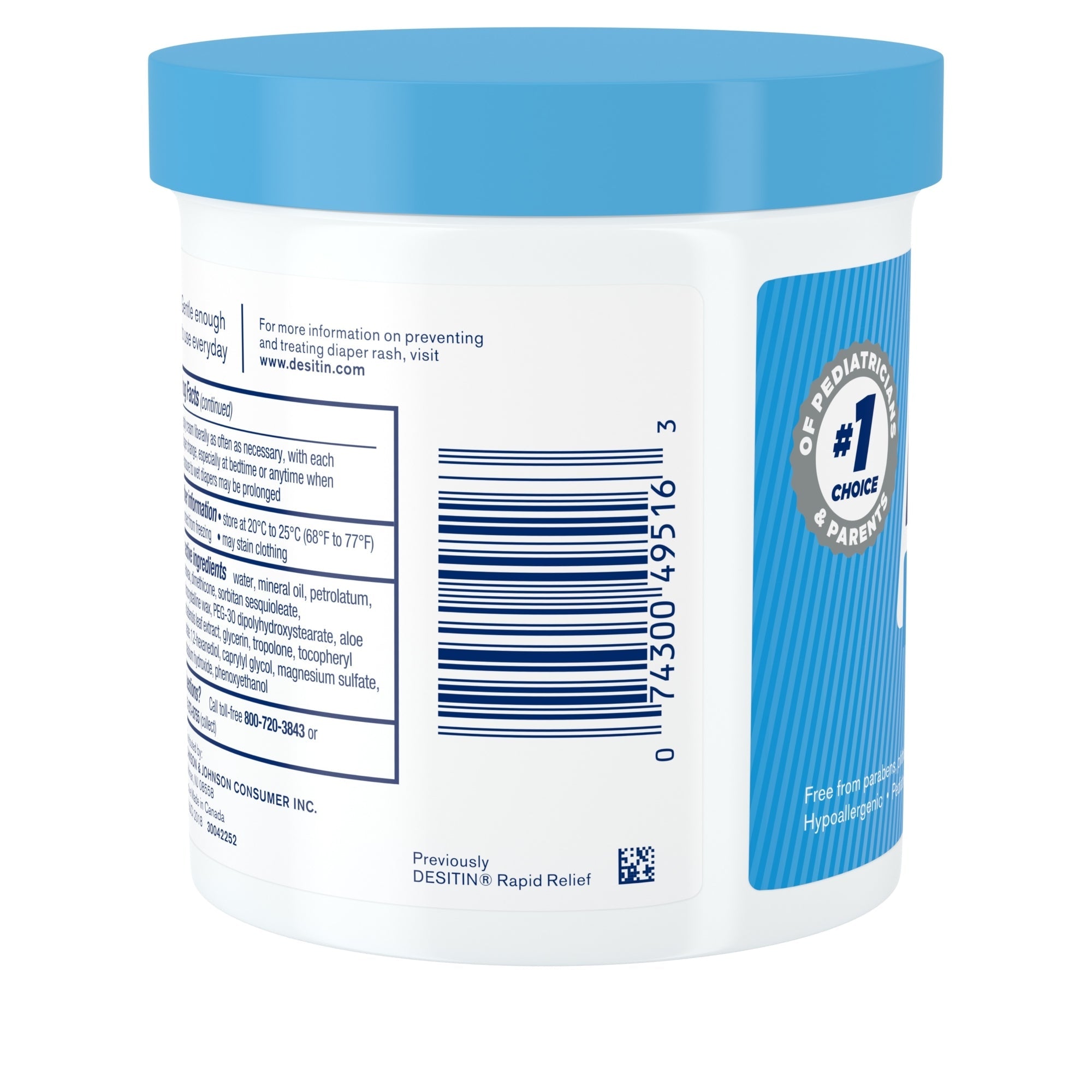 Tratamiento para la dermatitis del pañal Desitin Rapid Relief, ungüento sin perfume, frasco de 473 ml (16 oz), tipo de envase: individual