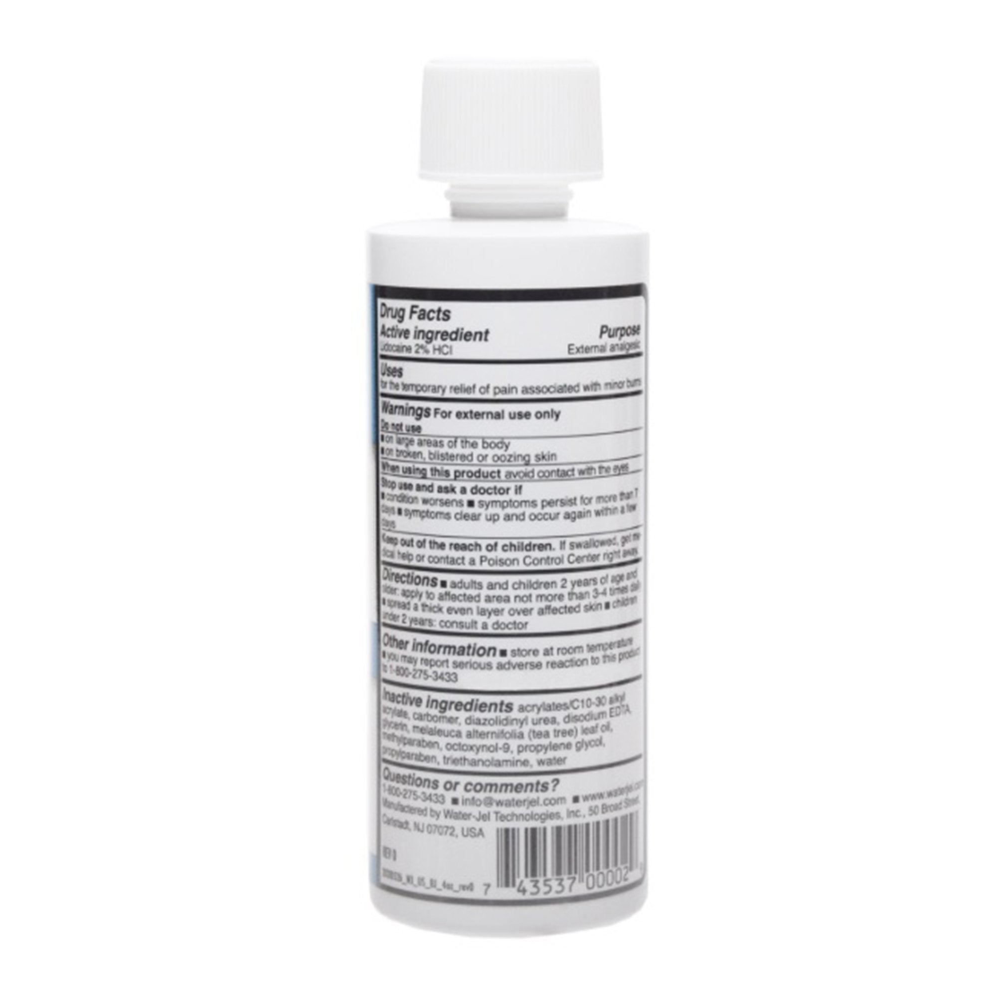 Burn Relief Lidocaine Water Jel Burn Jel Topical Gel 4 oz. Bottle,Packaging Type- Each
