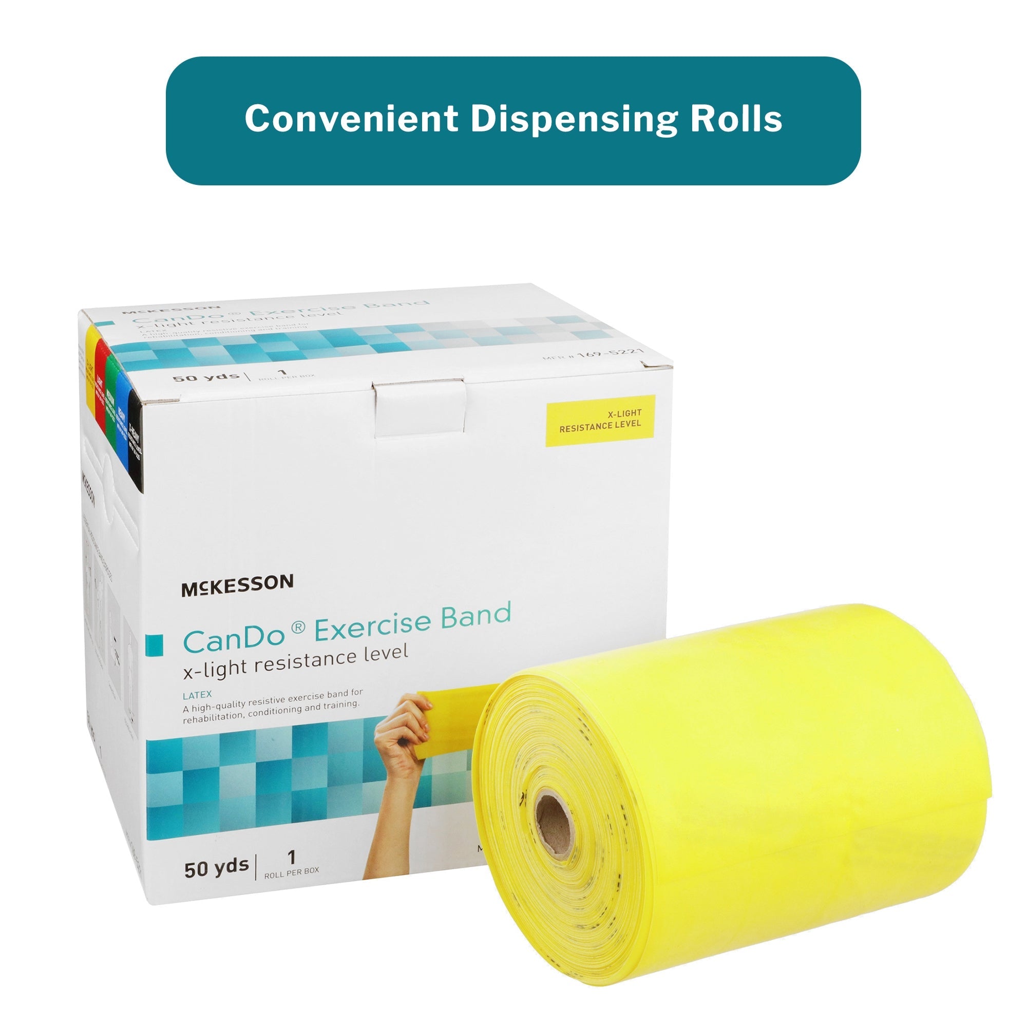 Exercise Resistance Band McKesson CanDo Yellow 5 Inch X 50 Yard X-Light Resistance, Packaging Type- Each