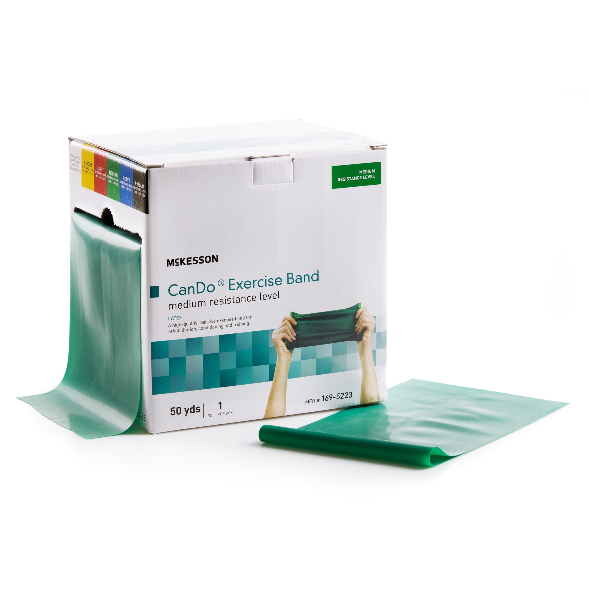 Exercise Resistance Band McKesson CanDo Green 5 Inch X 50 Yard Medium Resistance, Packaging Type- Each