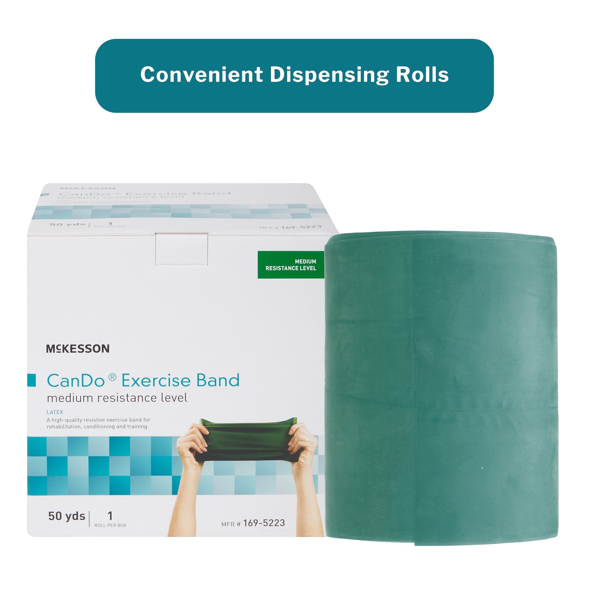 Exercise Resistance Band McKesson CanDo Green 5 Inch X 50 Yard Medium Resistance, Packaging Type- Each
