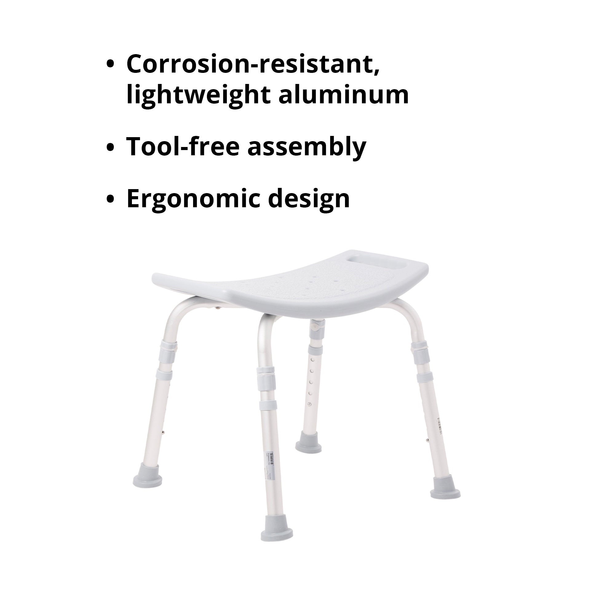 Bath Bench McKesson Without Arms Aluminum Frame Without Backrest 19-1/4 Inch Seat Width 300 lbs. Weight Capacity, Packaging Type- Case
