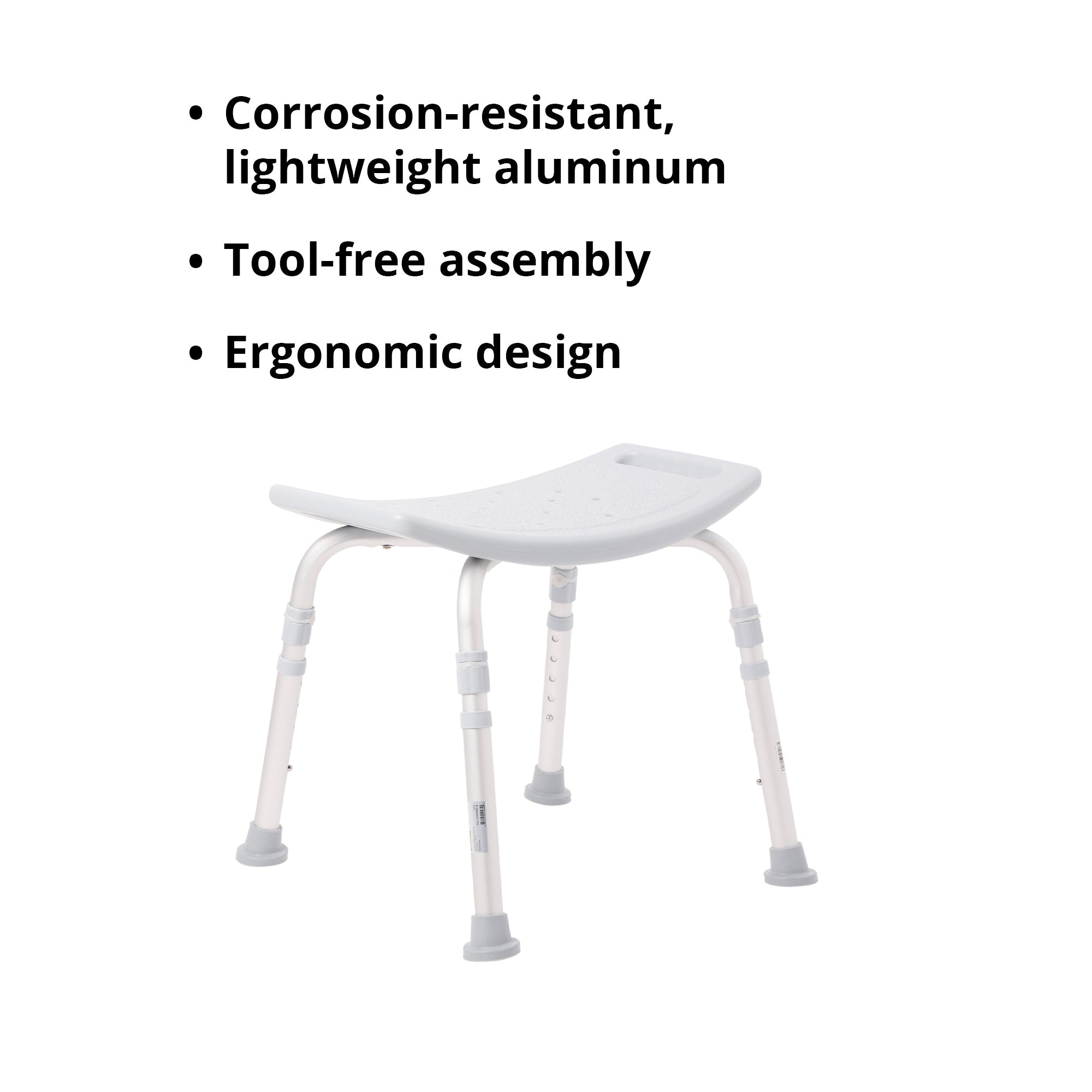 Bath Bench McKesson Without Arms Aluminum Frame Without Backrest 19-1/4 Inch Seat Width 300 lbs. Weight Capacity, Packaging Type- Case