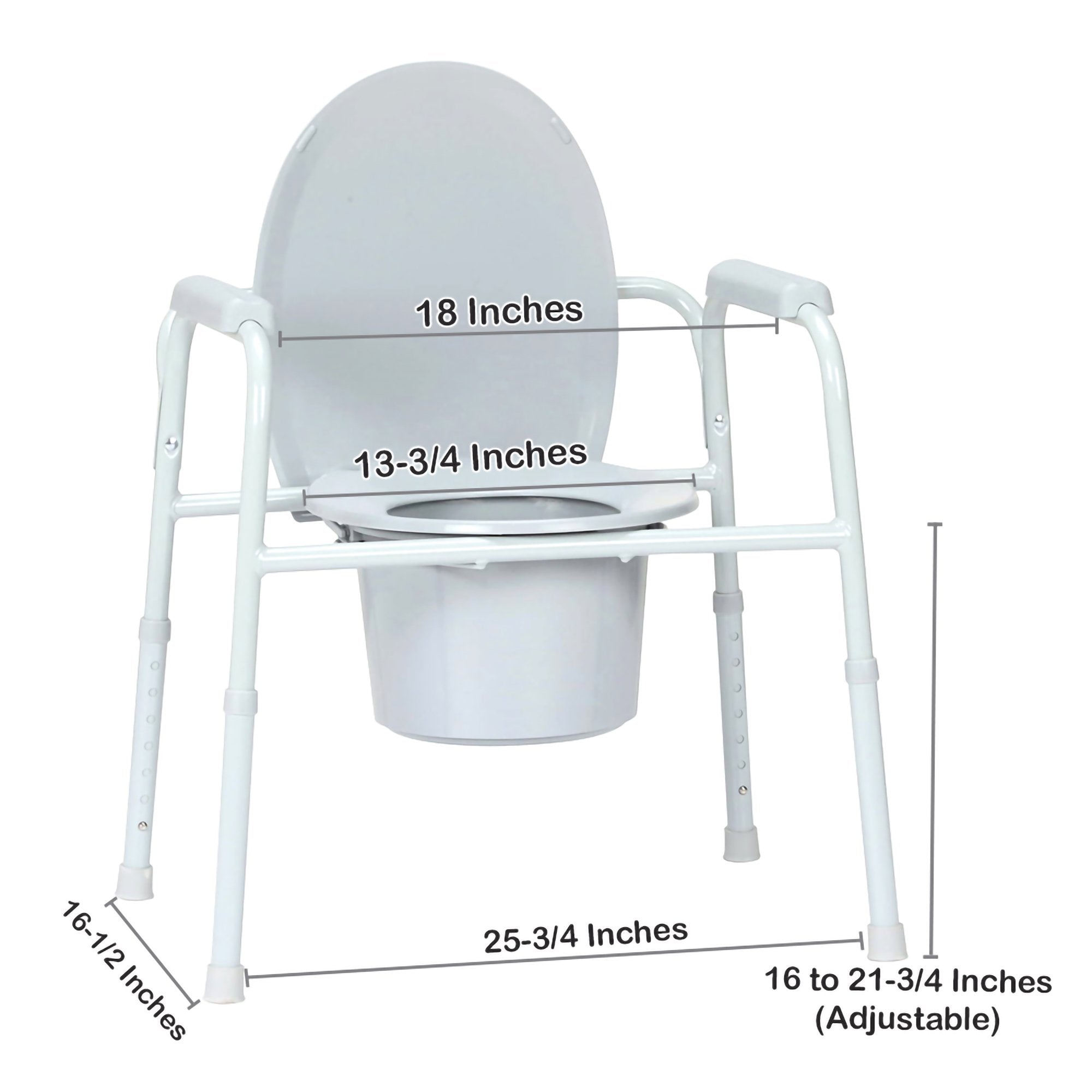 Commode Chair McKesson Fixed Arms Steel Frame Back Bar 13-3/4 Inch Seat Width 350 lbs. Weight Capacity, Packaging Type- Case