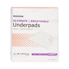 Disposable Underpad McKesson Ultimate Breathable 30 X 36 Inch Fluff / Polymer Heavy Absorbency | 14BG/Case
