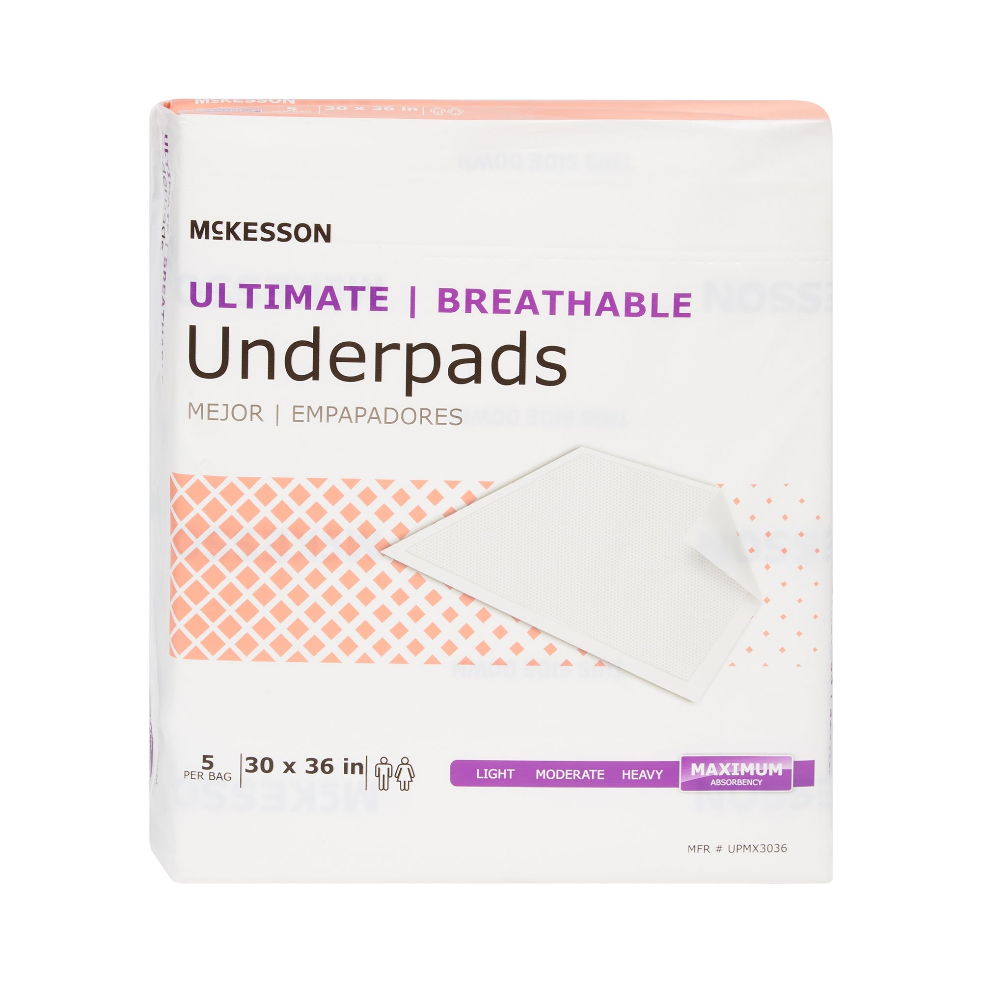 Disposable Underpad McKesson Ultimate Breathable 30 X 36 Inch Fluff / Polymer Heavy Absorbency | 14BG/Case