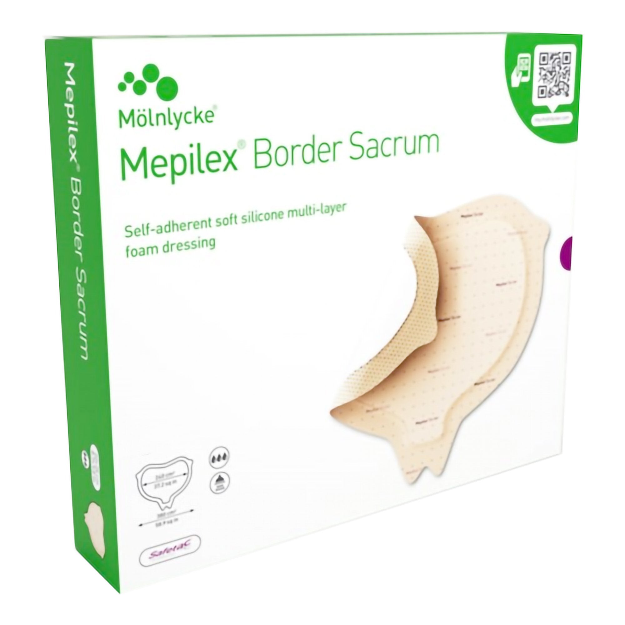 Foam Dressing Mepilex Border Sacrum 9-1/5 X 9-1/5 Inch With Border Film Backing Silicone Adhesive Sacral Sterile