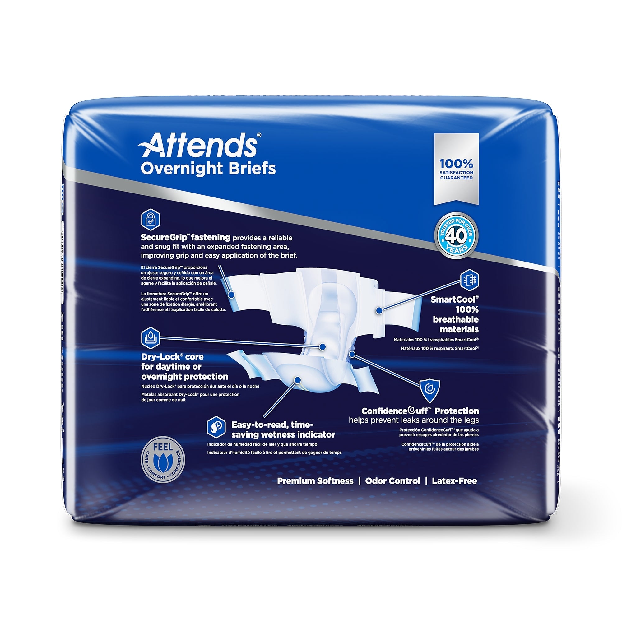 Unisex Adult Incontinence Brief Attends Overnight Large Disposable Heavy Absorbency