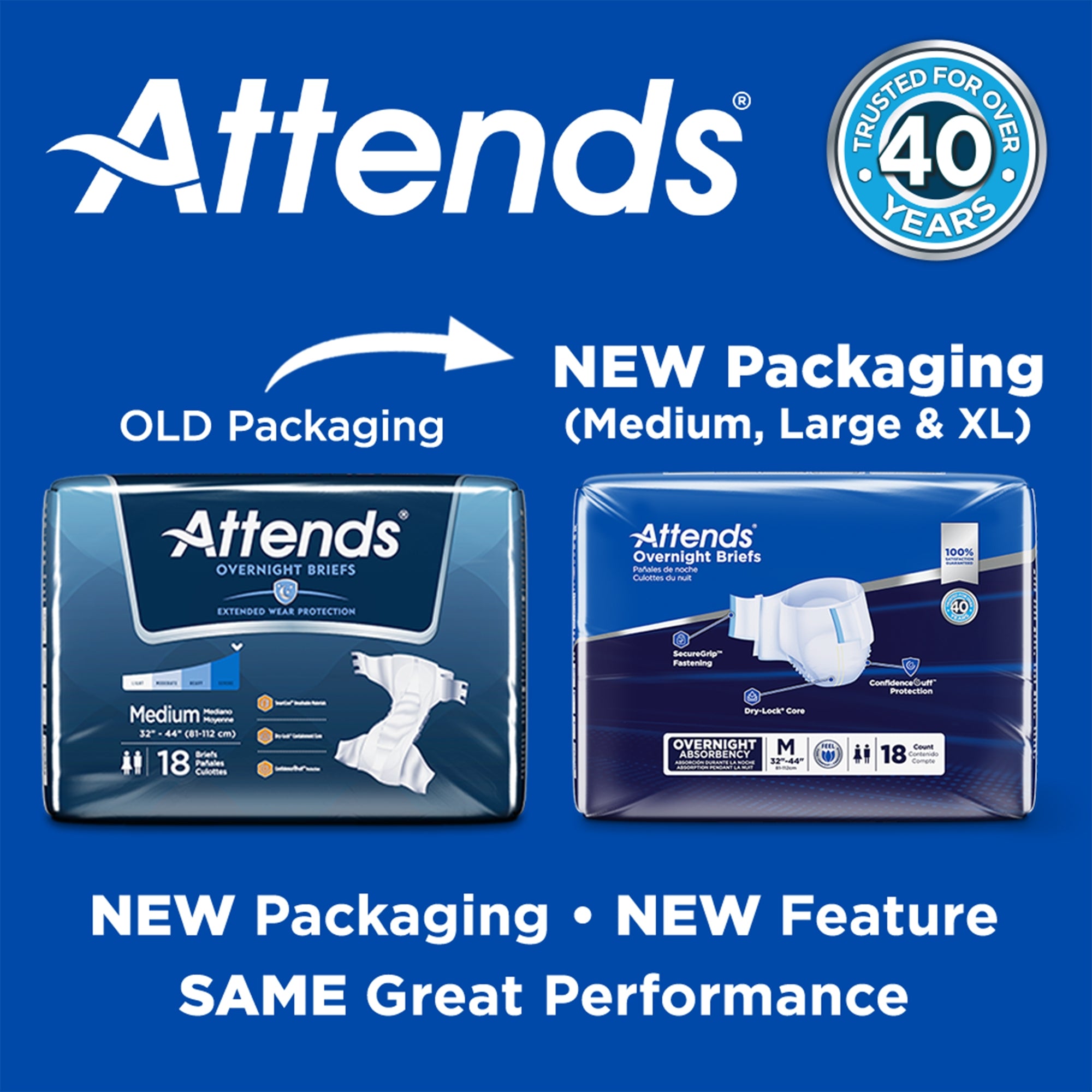 Unisex Adult Incontinence Brief Attends Overnight Large Disposable Heavy Absorbency