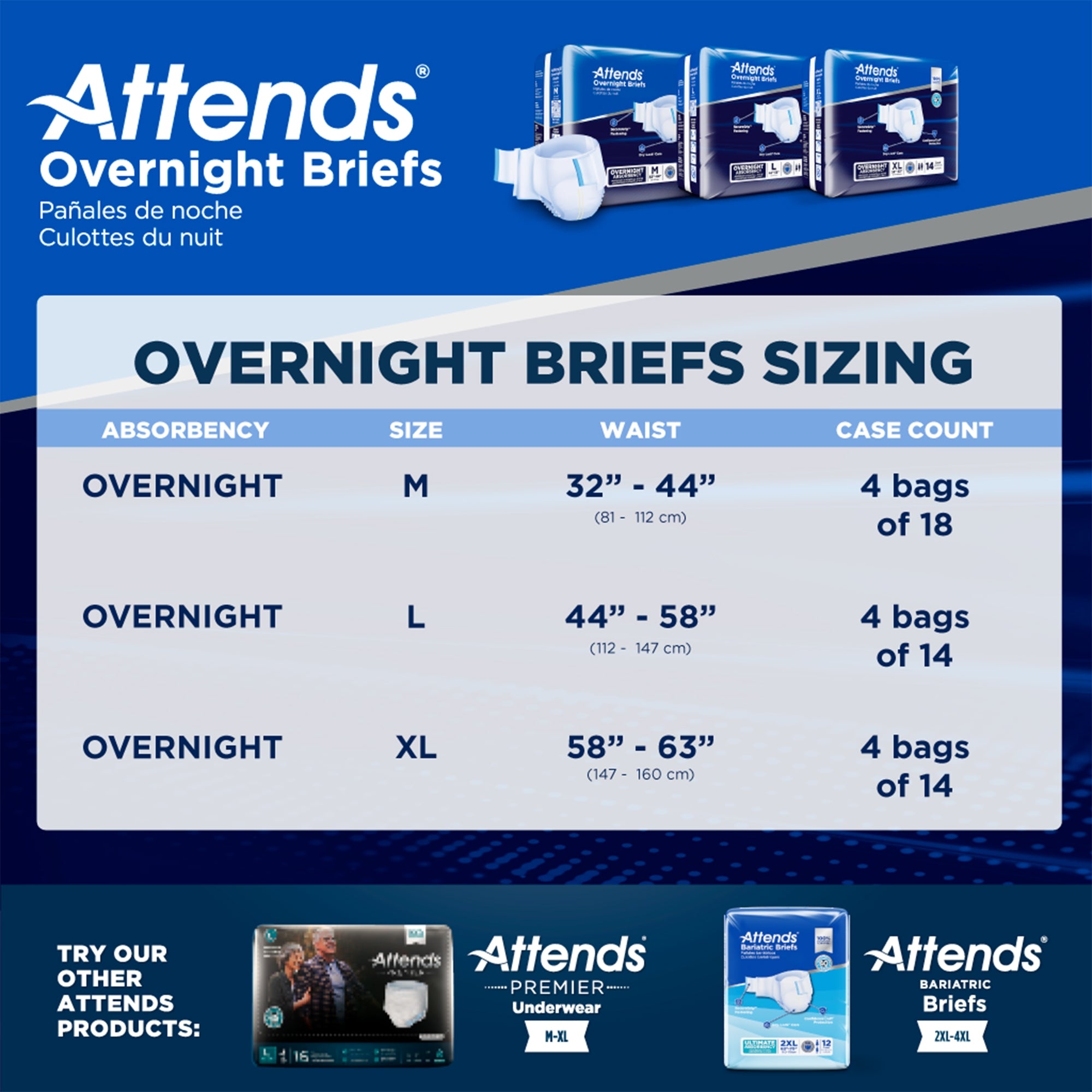Unisex Adult Incontinence Brief Attends Overnight X-Large Disposable Heavy Absorbency, Packaging Type- Case