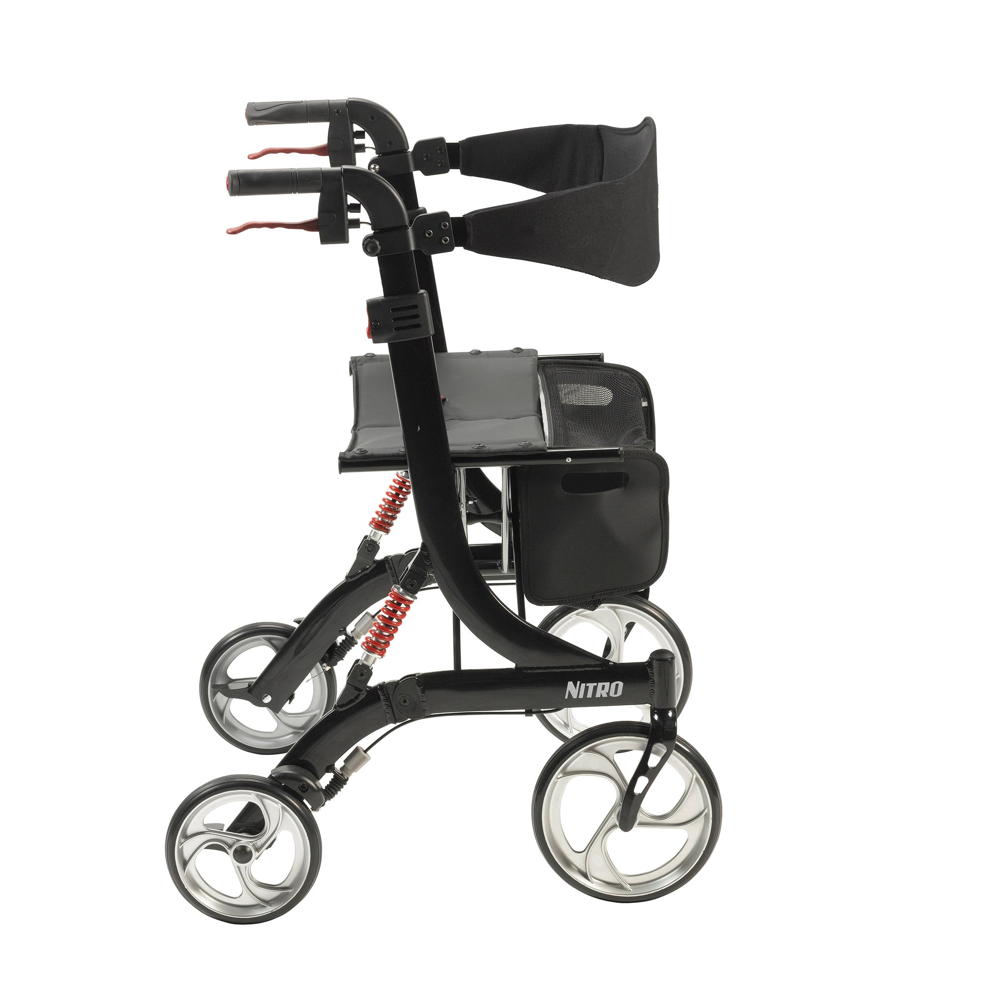 Drive Medical Nitro Rollator –  4-Wheel Walker with Seat & Storage Pouch (300 lb Capacity)