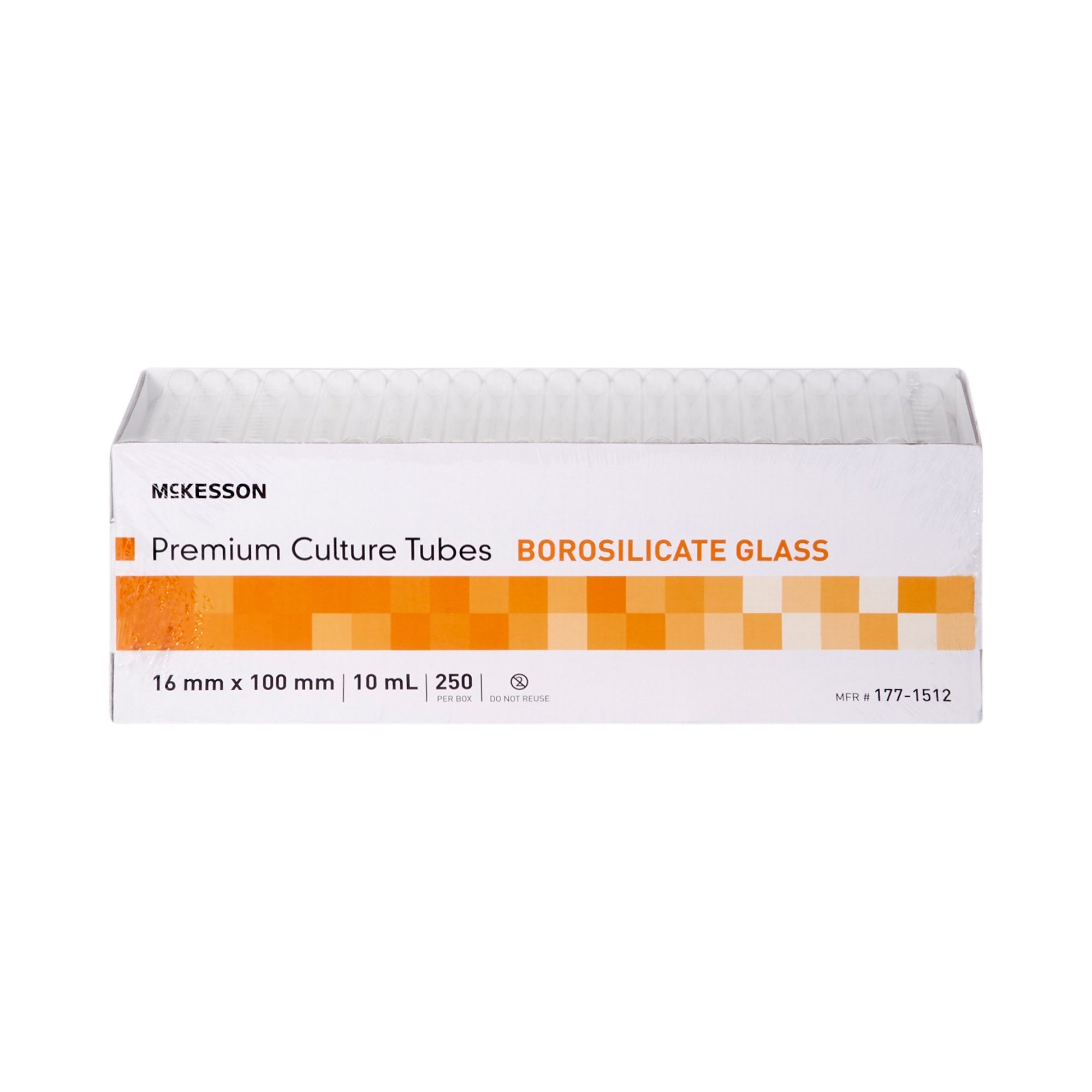 McKesson Test Tube Plain 10 mL Without Closure Glass Tube, Packaging Type- Box
