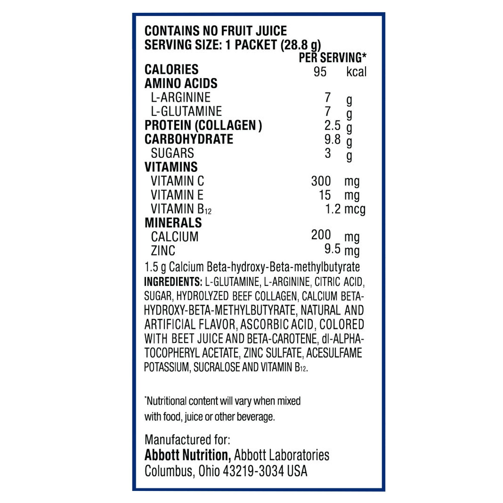 Oral Supplement Juven Fruit Punch Flavor Powder 1.01 oz. Individual Packet,Packaging Type- Box