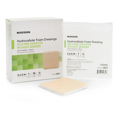 Foam Dressing McKesson 4 X 4 Inch Without Border Film Backing Silicone Gel Adhesive Square Sterile,  Packaging Type- Case