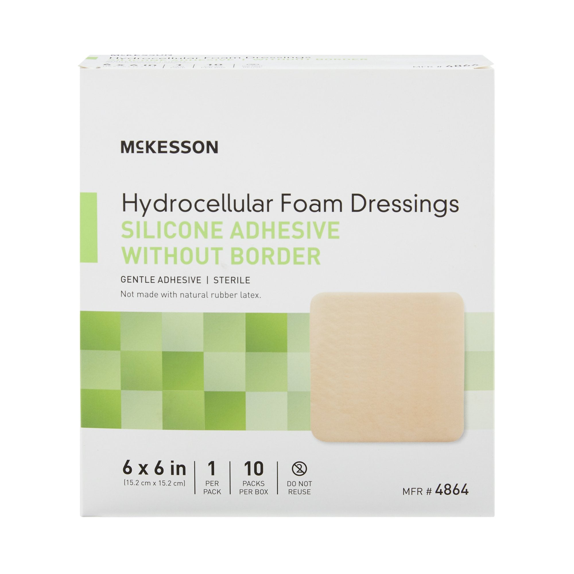 Foam Dressing McKesson 6 X 6 Inch Without Border Film Backing Silicone Gel Adhesive Square Sterile,Packaging Type- Box