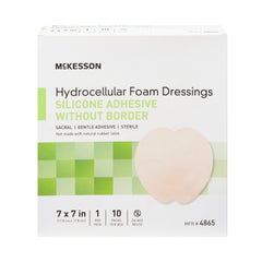 Foam Dressing McKesson 7 X 7 Inch Without Border Film Backing Silicone Gel Adhesive Sacral Sterile, Packaging Type- Case