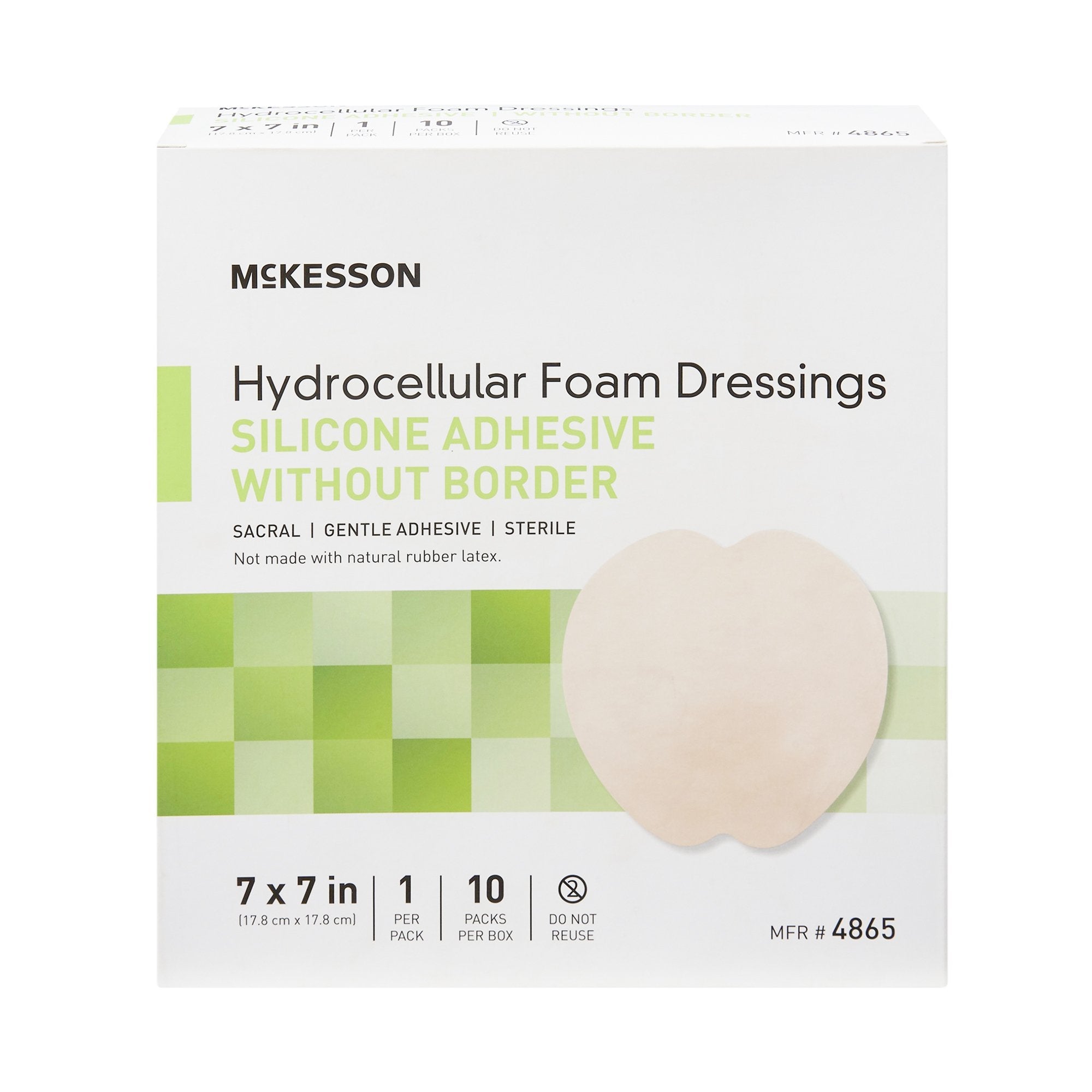 Foam Dressing McKesson 7 X 7 Inch Without Border Film Backing Silicone Gel Adhesive Sacral Sterile, Packaging Type- Case