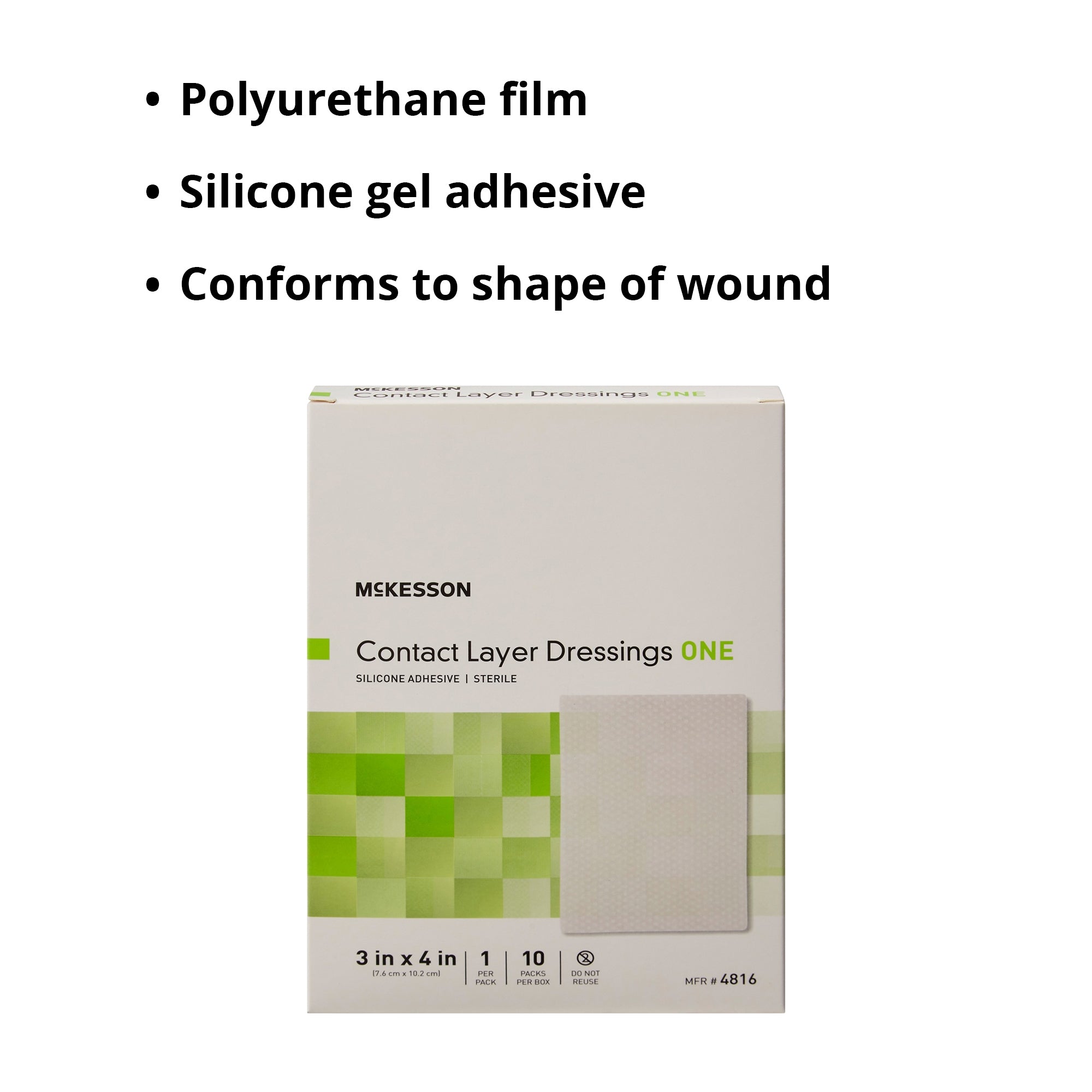 Wound Contact Layer Dressing McKesson 3 X 4 Inch Sterile