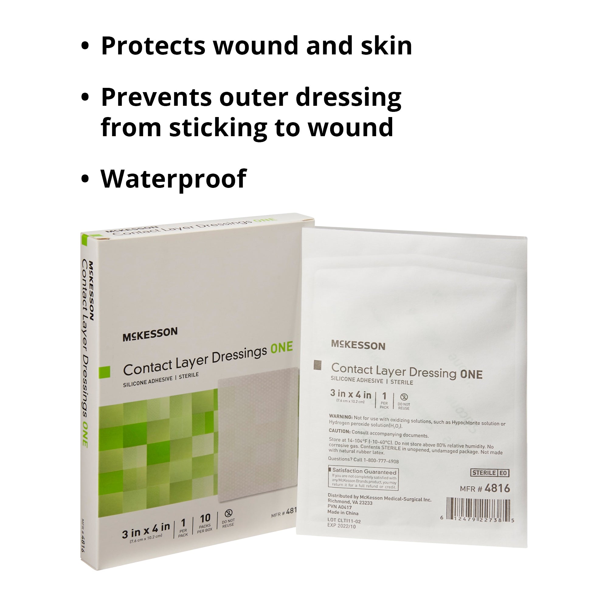 Wound Contact Layer Dressing McKesson 3 X 4 Inch Sterile