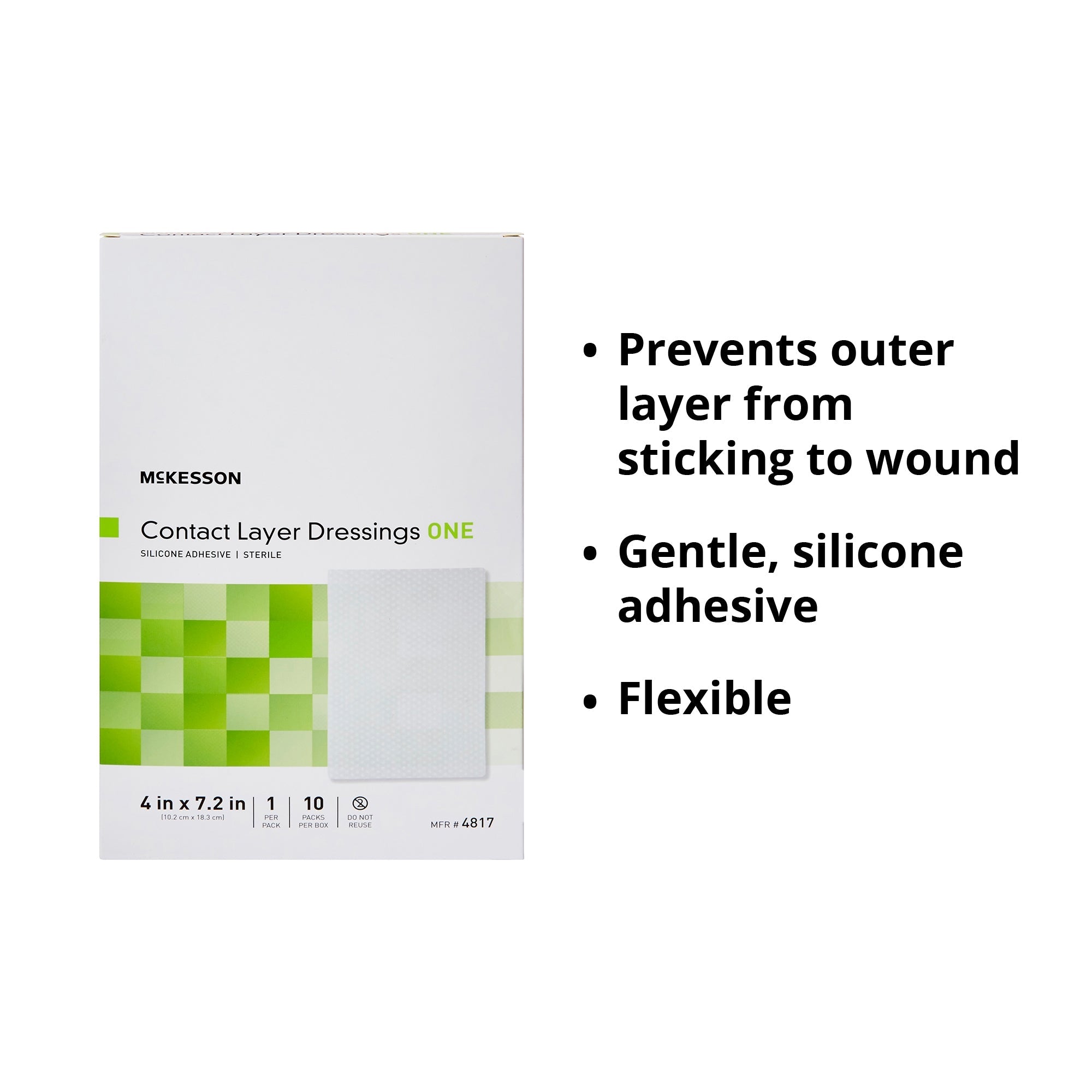 Wound Contact Layer Dressing McKesson 4 X 7.2 Inch Sterile, Packaging Type- Case