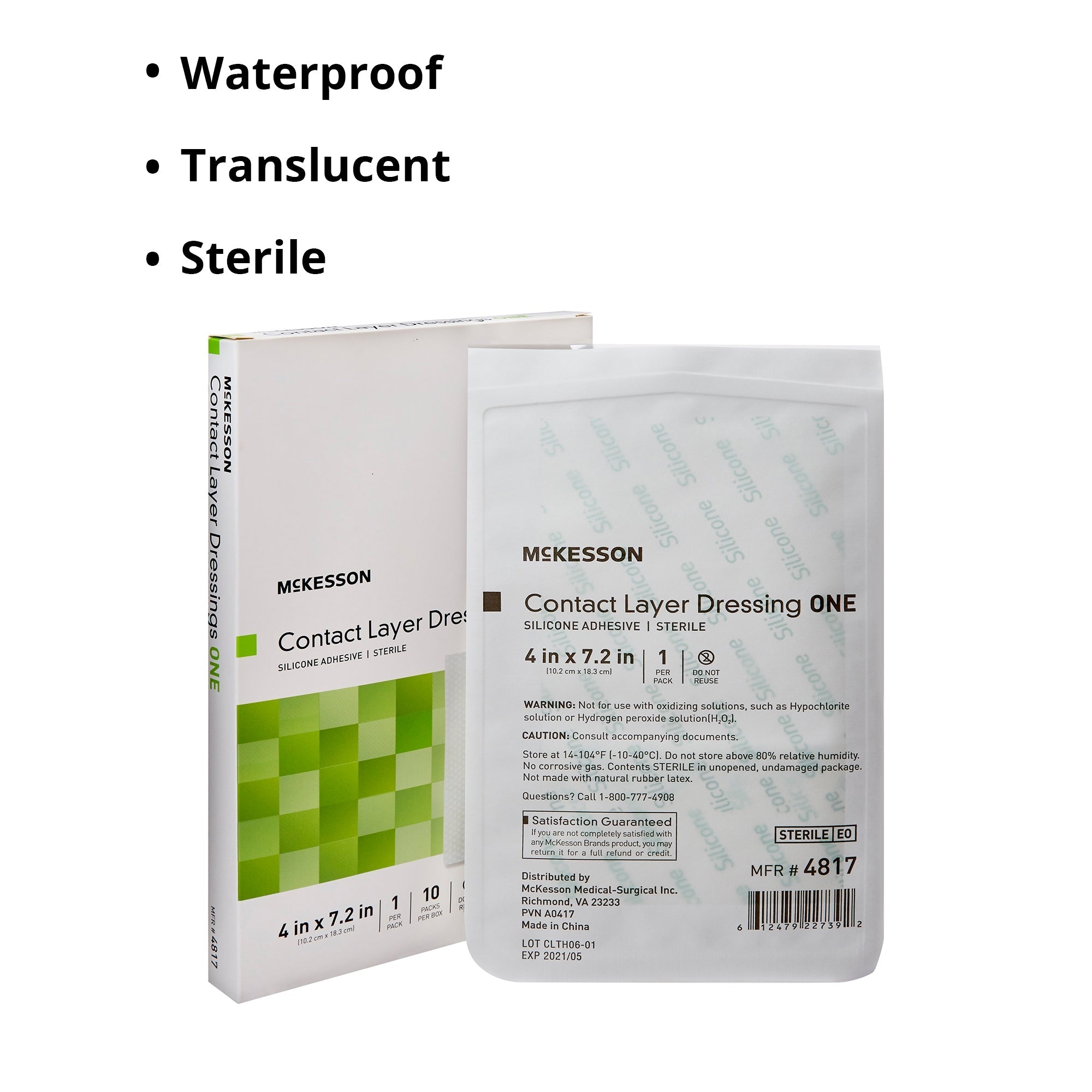 Wound Contact Layer Dressing McKesson 4 X 7.2 Inch Sterile, Packaging Type- Case