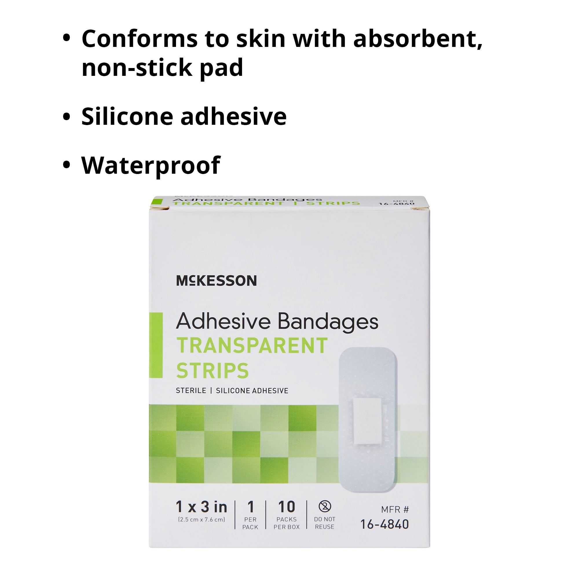 Waterproof Adhesive Strip McKesson 1 X 3 Inch Silicone Rectangle Sheer Sterile