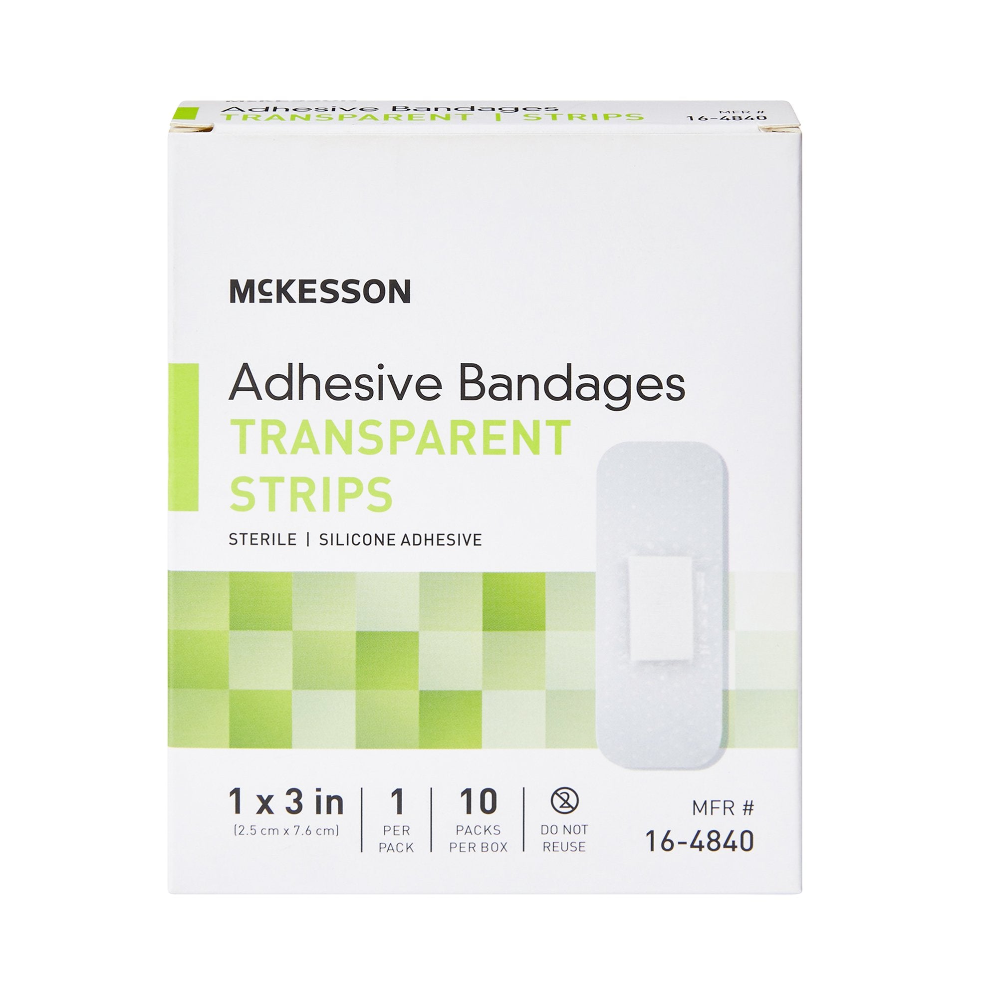 Waterproof Adhesive Strip McKesson 1 X 3 Inch Silicone Rectangle Sheer Sterile,Packaging Type- Box