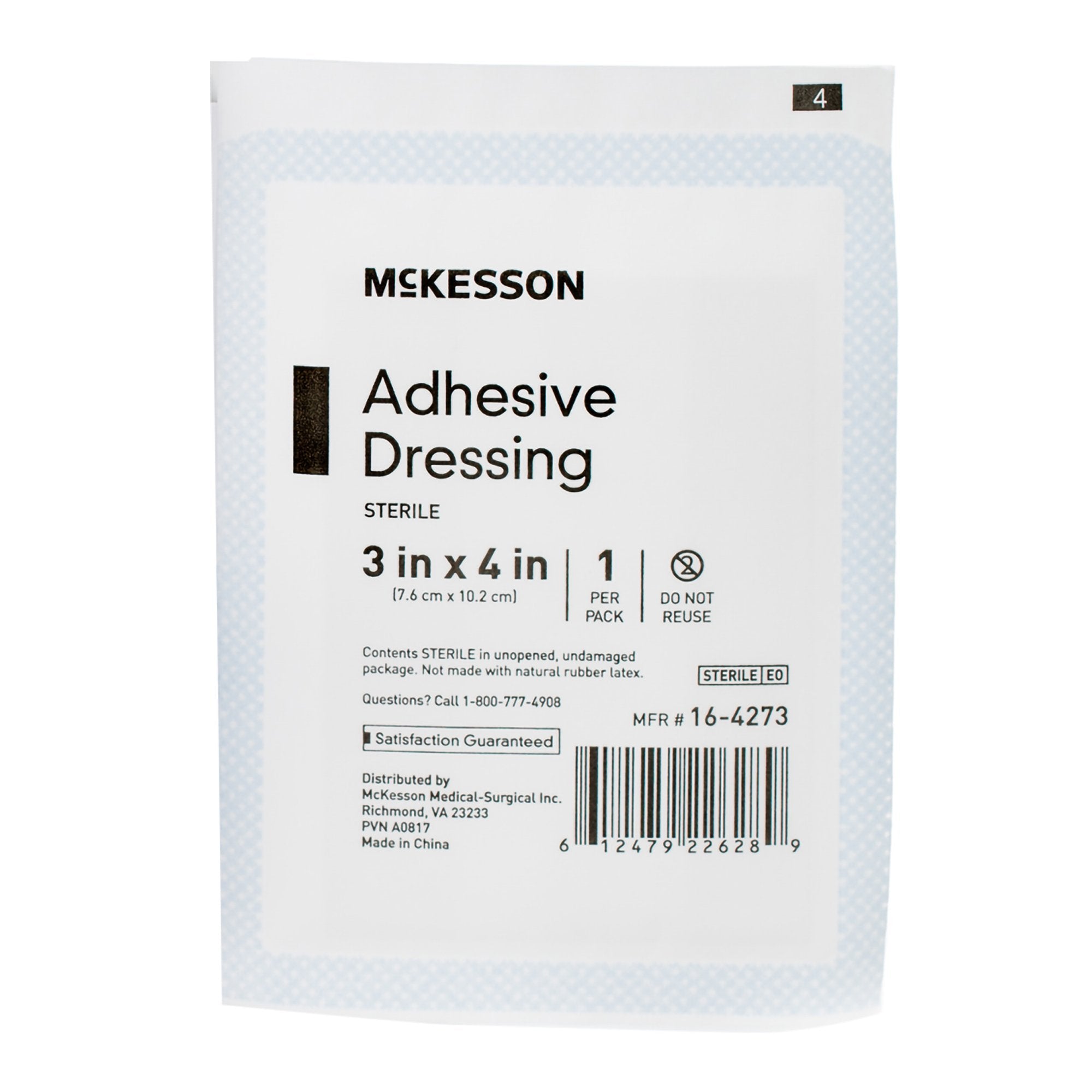 Non-Adherent Dressing with Adhesive McKesson 3 X 4 Inch Sterile 1 per Pack,Packaging Type- Box