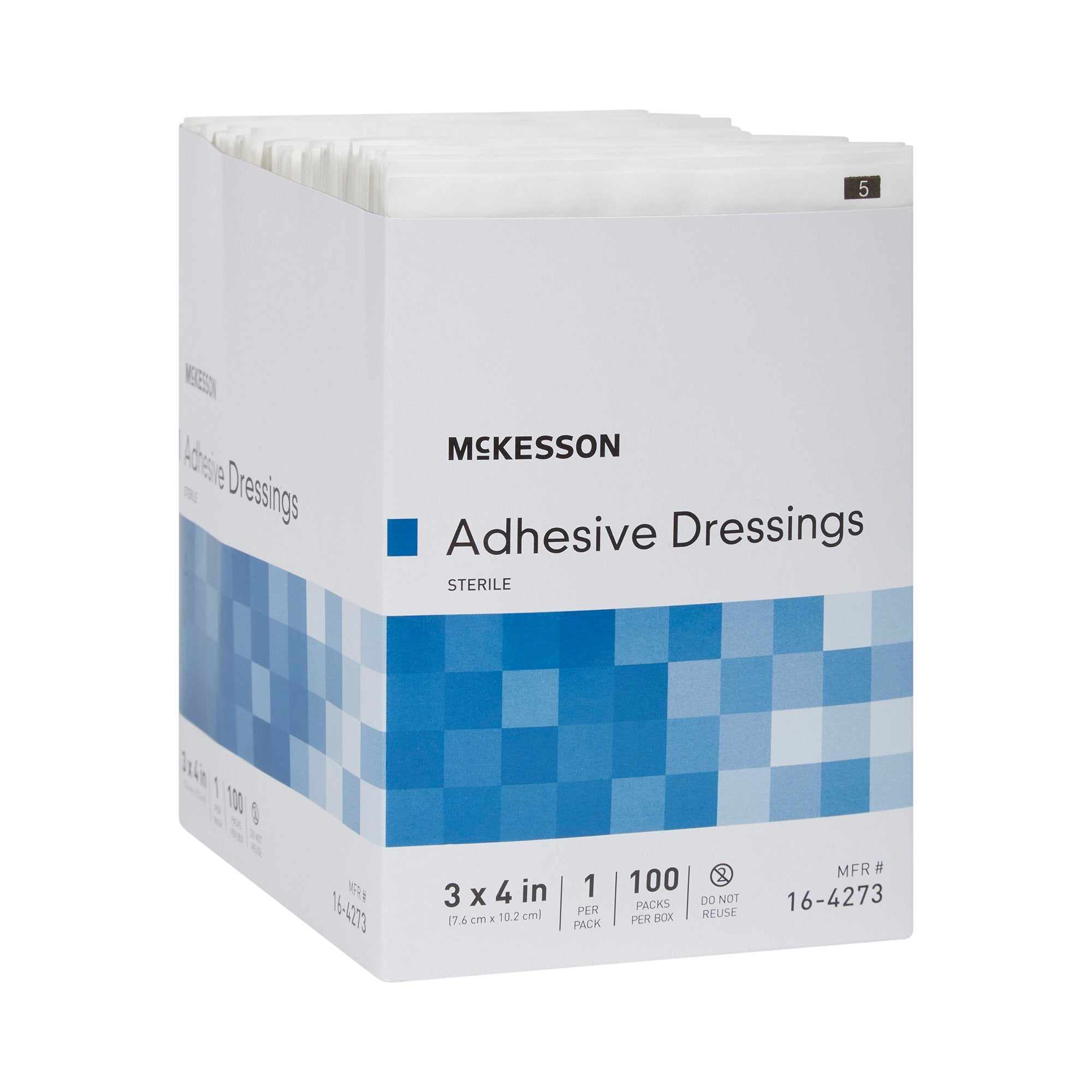 Non-Adherent Dressing with Adhesive McKesson 3 X 4 Inch Sterile 1 per Pack,Packaging Type- Box