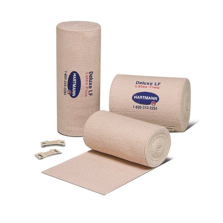 Elastic Bandage Deluxe 4 Inch X 5-1/2 Yard Clip Detached Closure Tan Sterile Standard Compression,Packaging Type- Each