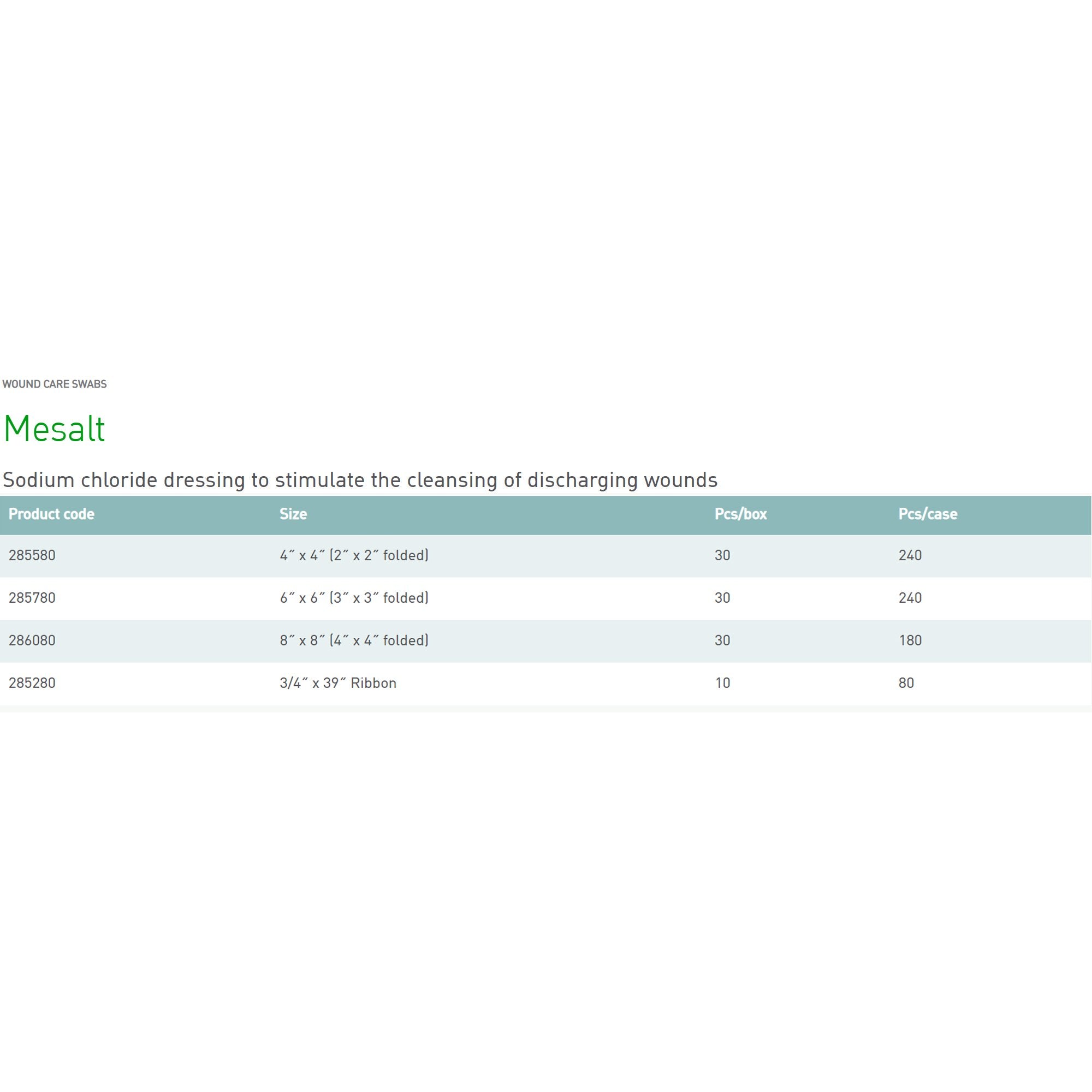 Sodium Chloride Impregnated Dressing Mesalt Ribbon 3/4 X 39 Inch Sterile,Packaging Type- Box