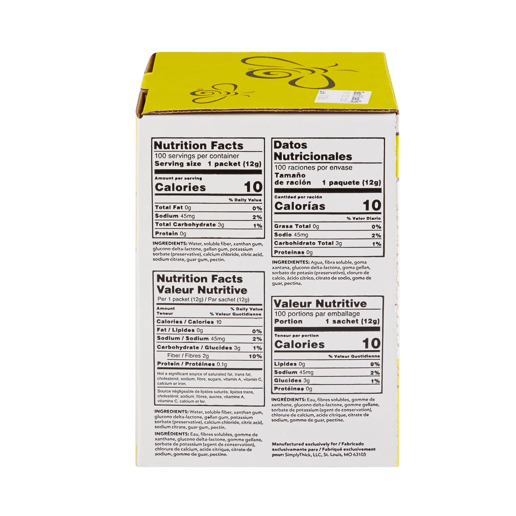 Food and Beverage Thickener SimplyThick Easy Mix 12 Gram Individual Packet Unflavored Gel IDDSI Level 3 Moderately Thick/Liquidized, Packaging Type- Box