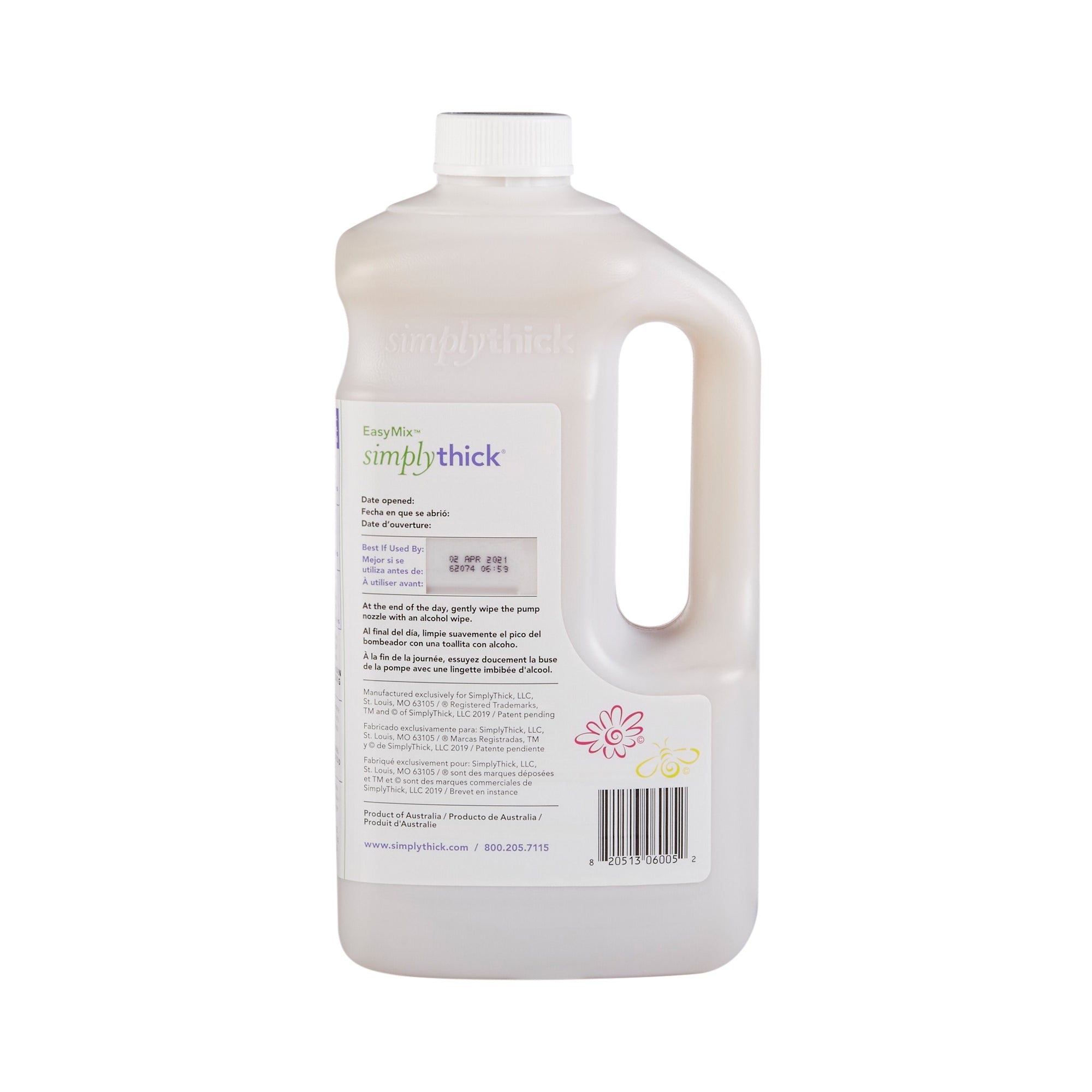 Food and Beverage Thickener SimplyThick Easy Mix 1.6 Liter Pump Bottle Unflavored Gel IDDSI Level 2 Mildly Thick, Packaging Type- Box