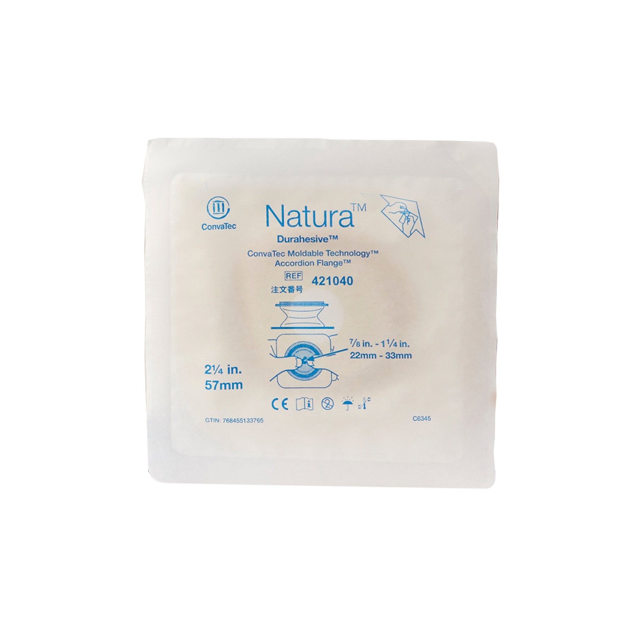 Ostomy Barrier Natura Moldable Durahesive Adhesive 57 mm Flange Sur-Fit Natura System Hydrocolloid Tape Collar 7/8 to 1-1/4 Inch Opening,Packaging Type- Each