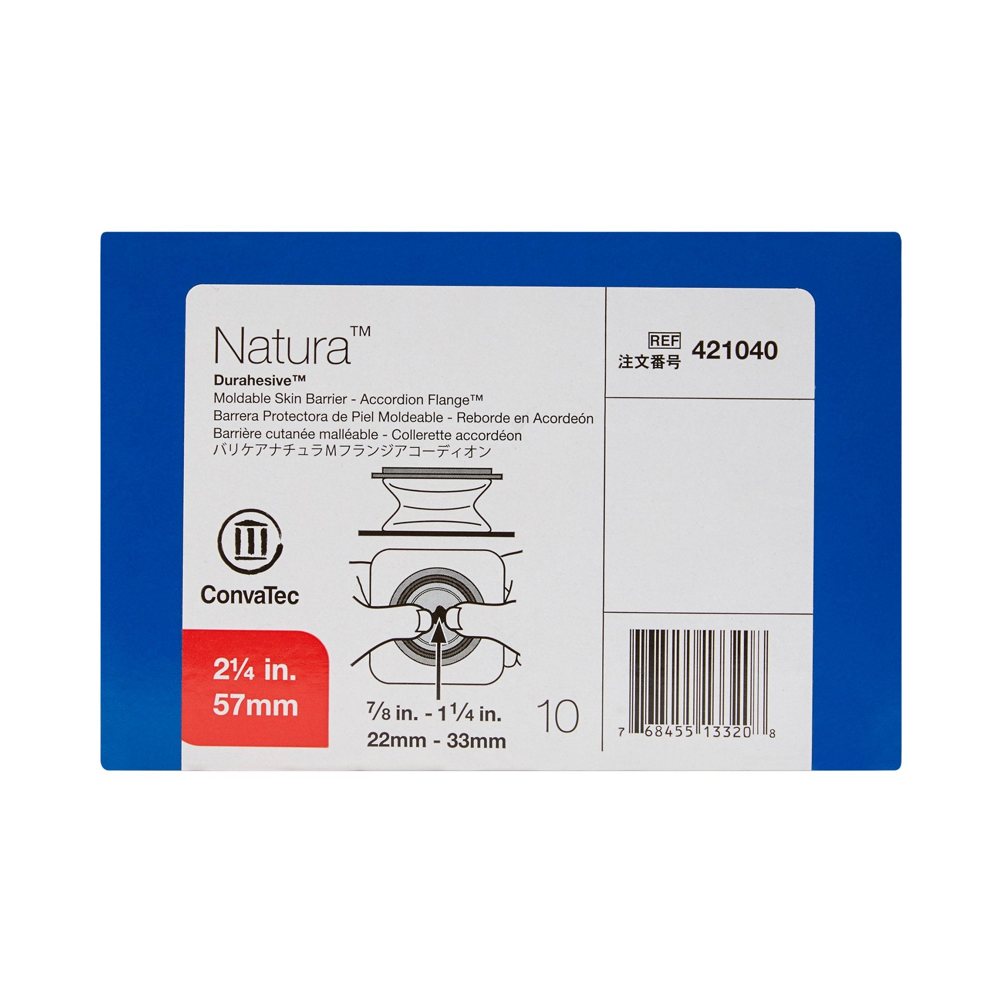 Ostomy Barrier Natura Moldable Durahesive Adhesive 57 mm Flange Sur-Fit Natura System Hydrocolloid Tape Collar 7/8 to 1-1/4 Inch Opening,Packaging Type- Each
